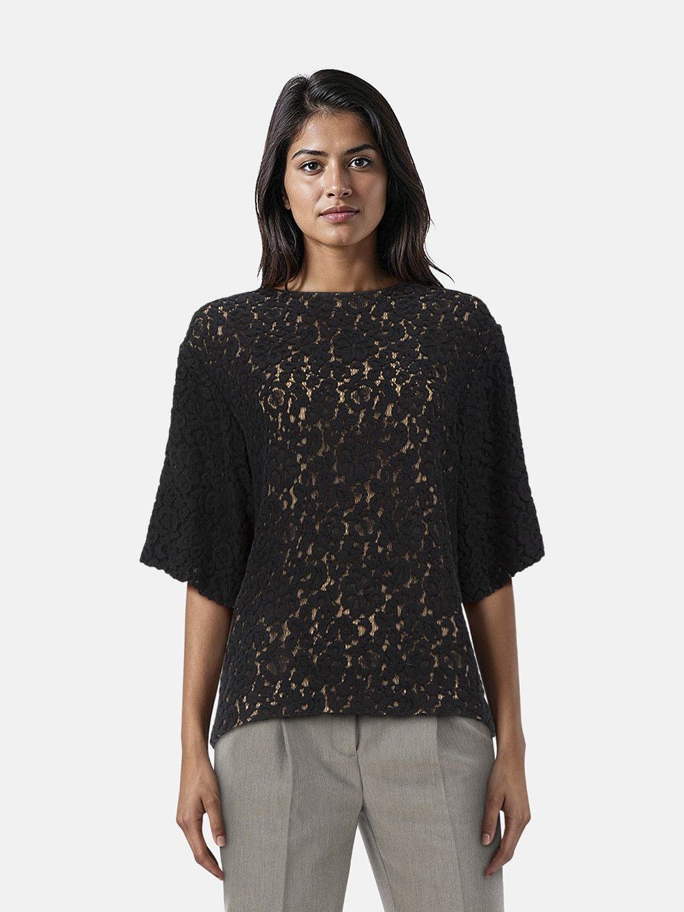 Chloe Black Lace Short Sleeves Top Size XS / US 0-2 / IT 36-38 - 1 Thumbnail