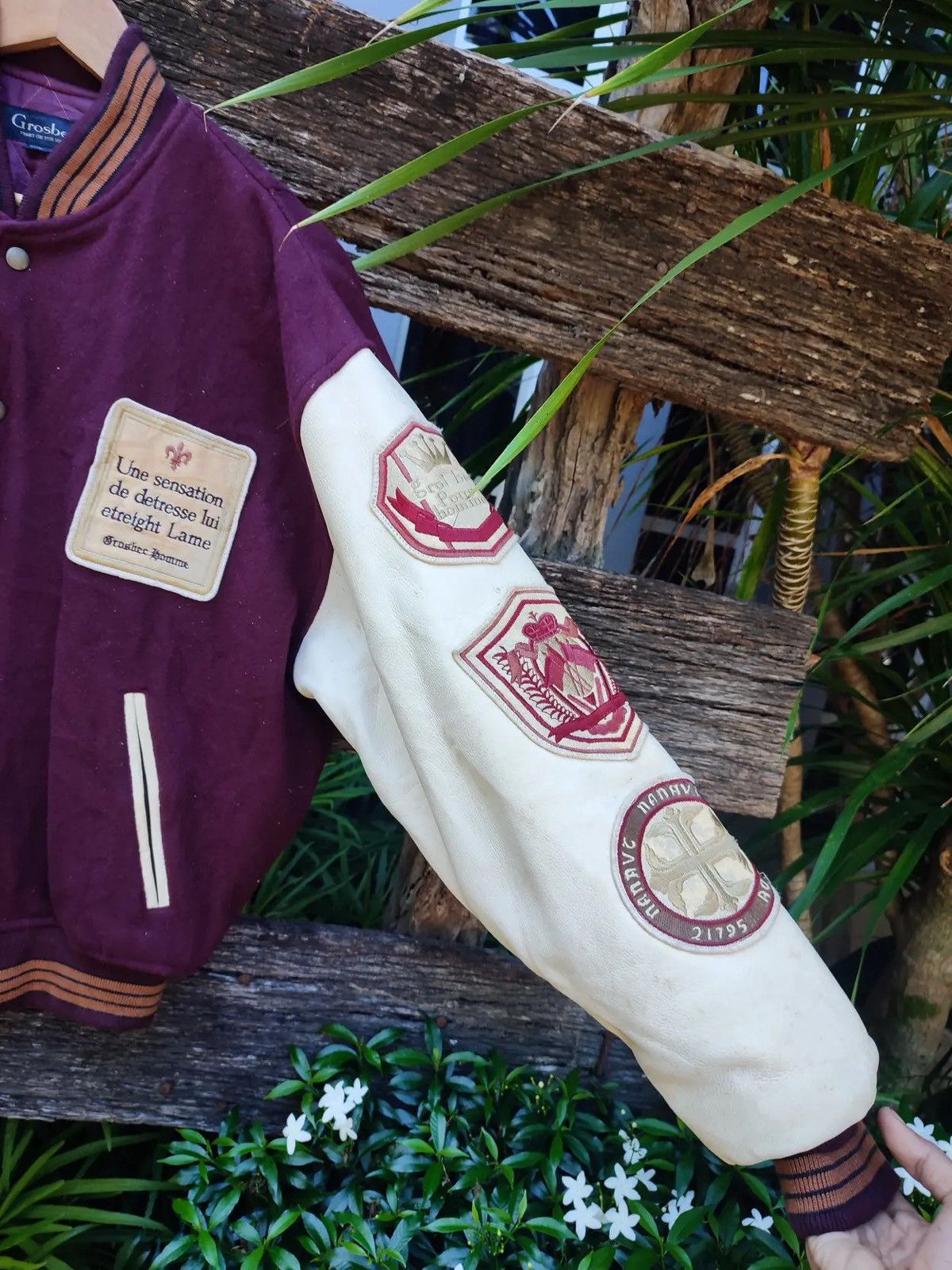 Vintage Vintage 90s Grosbec Varsity Jacket Embroidery French Patches Size US L / EU 52-54 / 3 - 8 Thumbnail