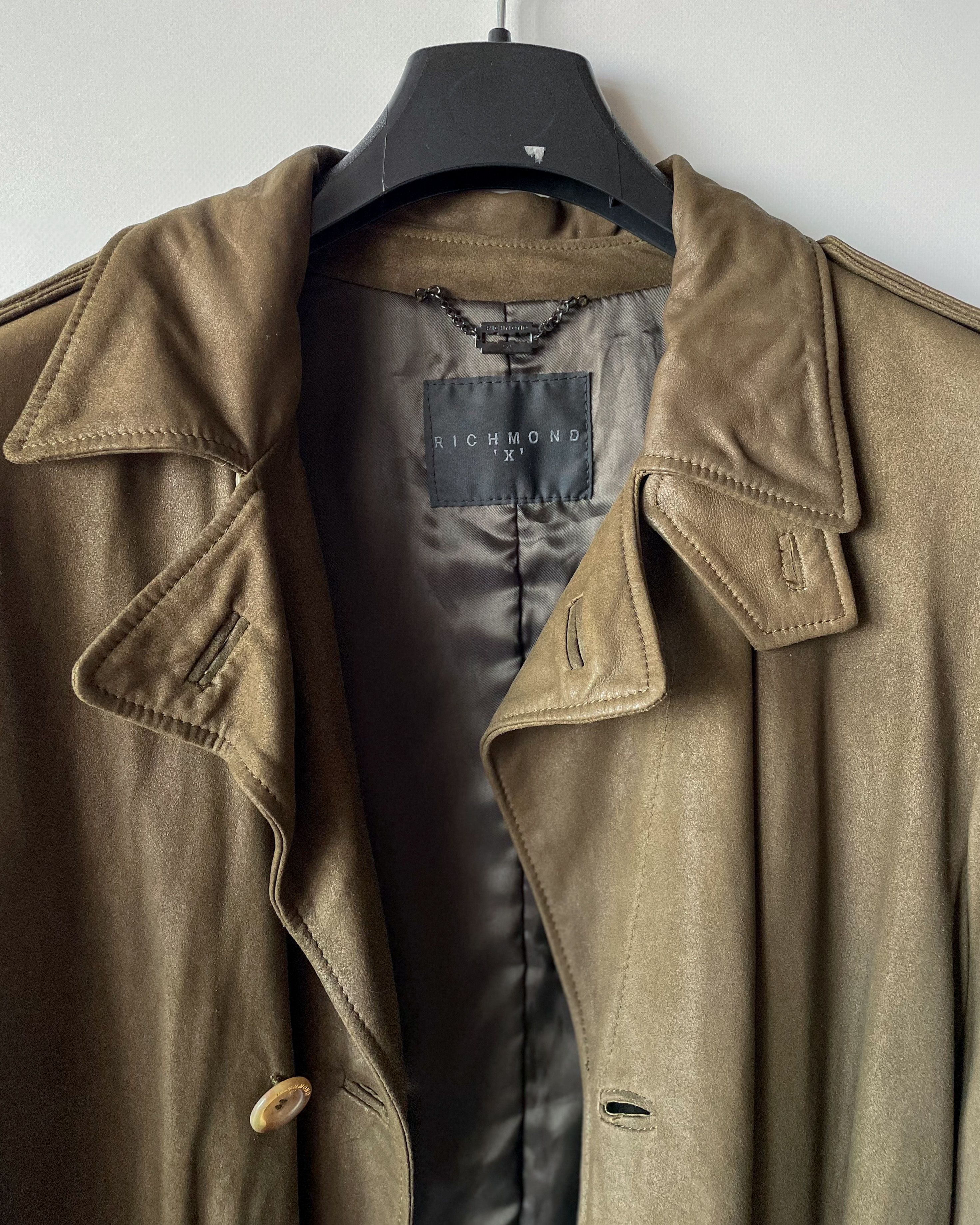 John Richmond Richmond X Suede Men’s Double Breasted Trench Coat Size US M / EU 48-50 / 2 - 6 Thumbnail