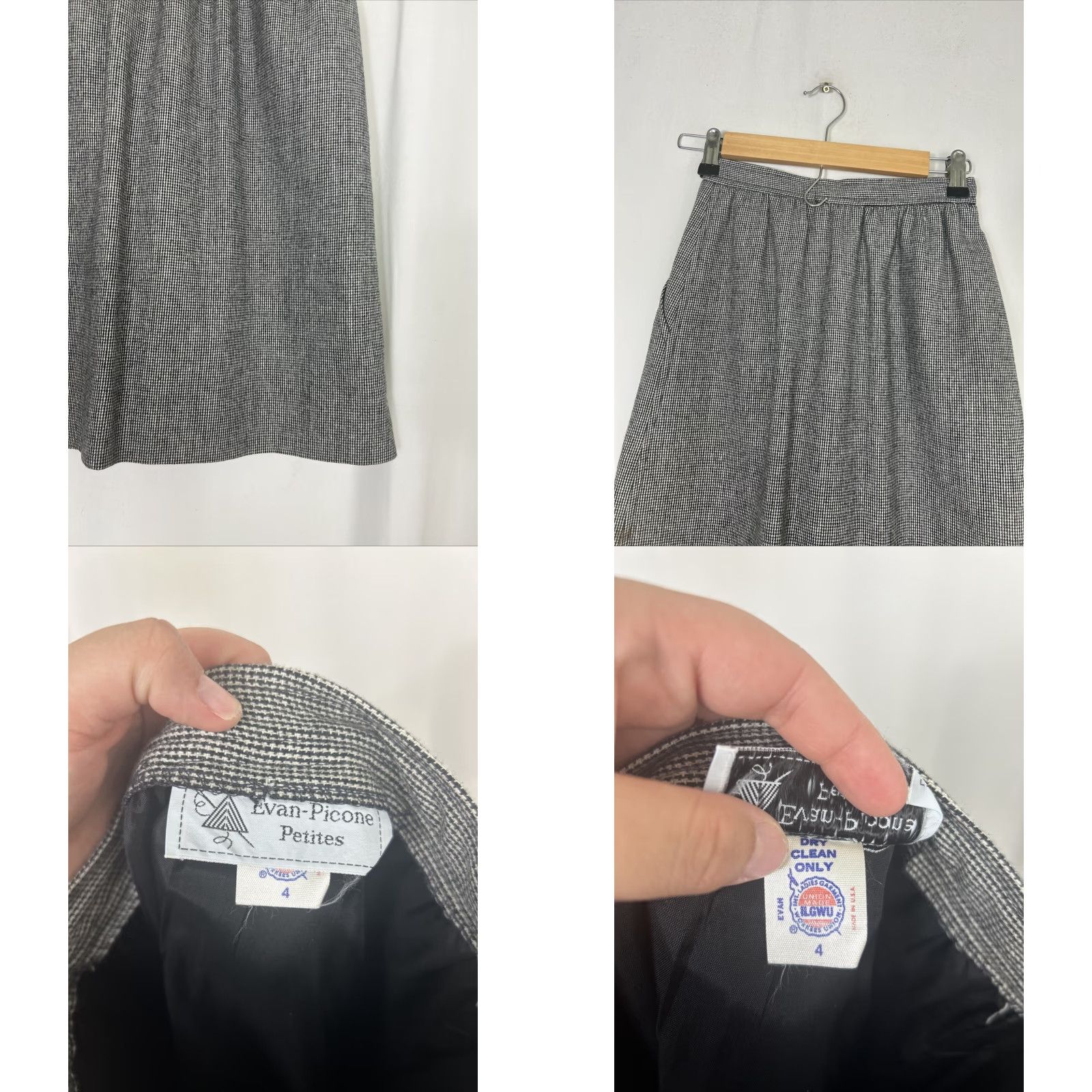 Evan Picone VINTAGE Evan Picone Skirt Wool Black White Plaid Knee Length Womens Size 4 Size 27" / US 4 / IT 40 - 8 Thumbnail