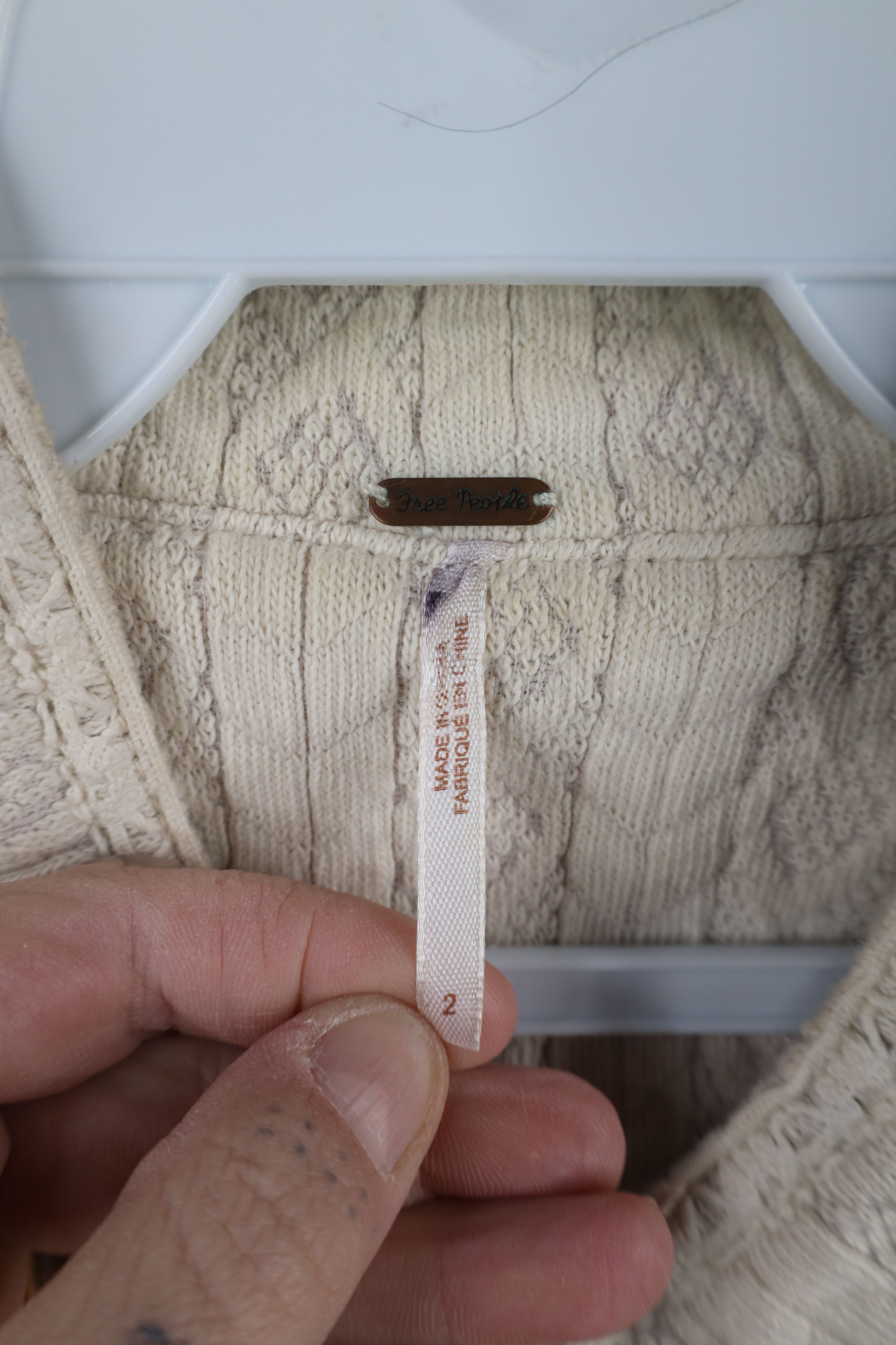 Free People × Vintage Free People Style Fringed Ruffled Knit Sweater Jacket Cream Size XS / US 0-2 / IT 36-38 - 6 Thumbnail