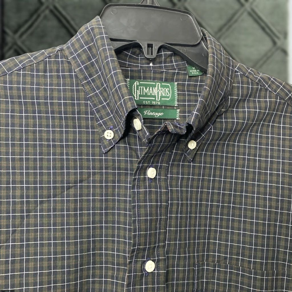 VINTAGE Gitman Vintage Button Up Shirt Medium M USA Plaid Multicolor Cotton Long Sleeve Oxford Collar Button-Down USA Made Mens