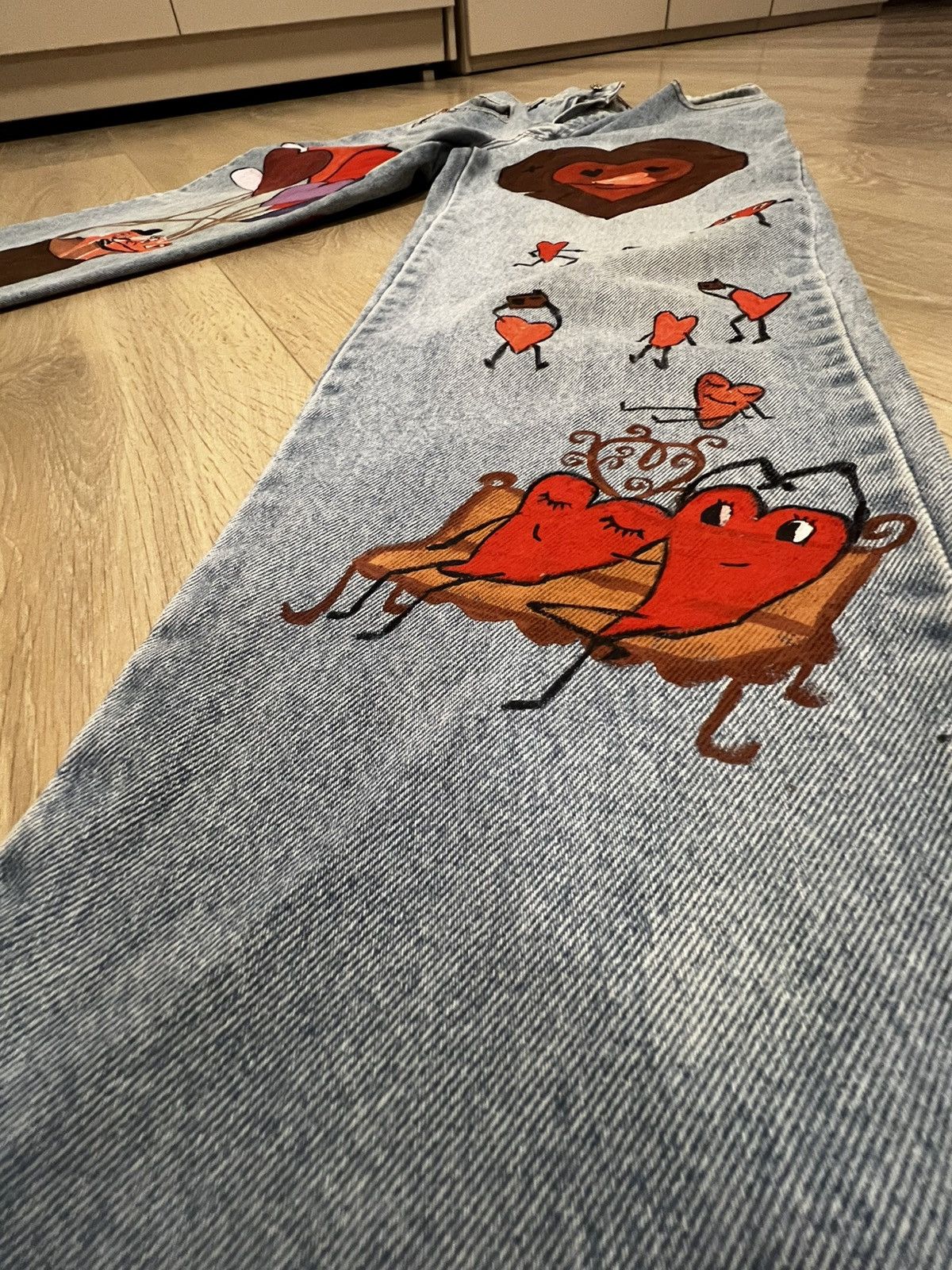 Other Hand-Painted Custom Jeans | ADELAINE Size 25" / US 0 / IT 36 - 3 Thumbnail