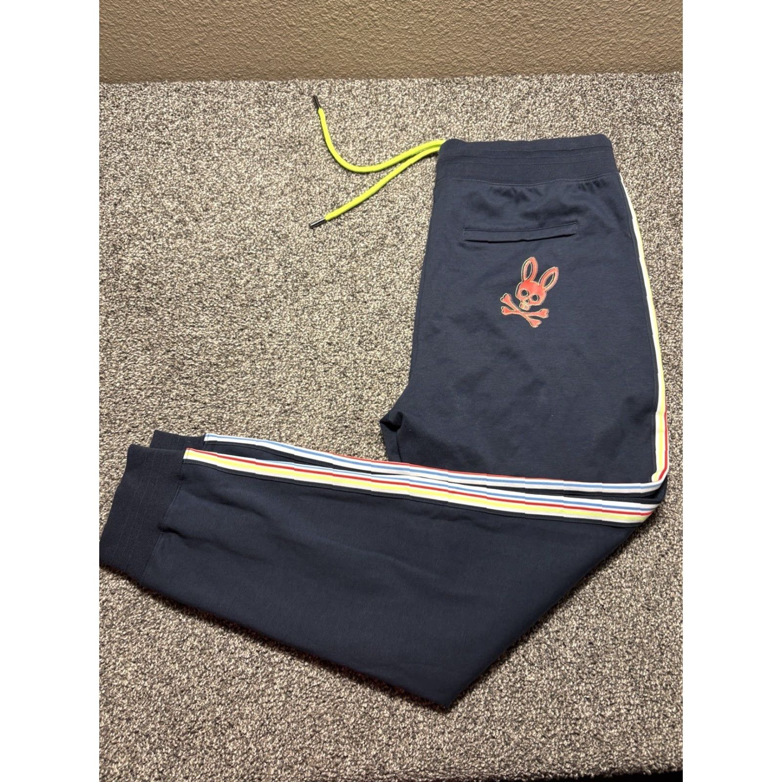 Psycho Bunny Psycho Bunny Joggers Men XXL Blue Cotton Sweat Pants Drawstring Sweatpants Regular Pockets Gym & Training Size US 39 - 2 Thumbnail