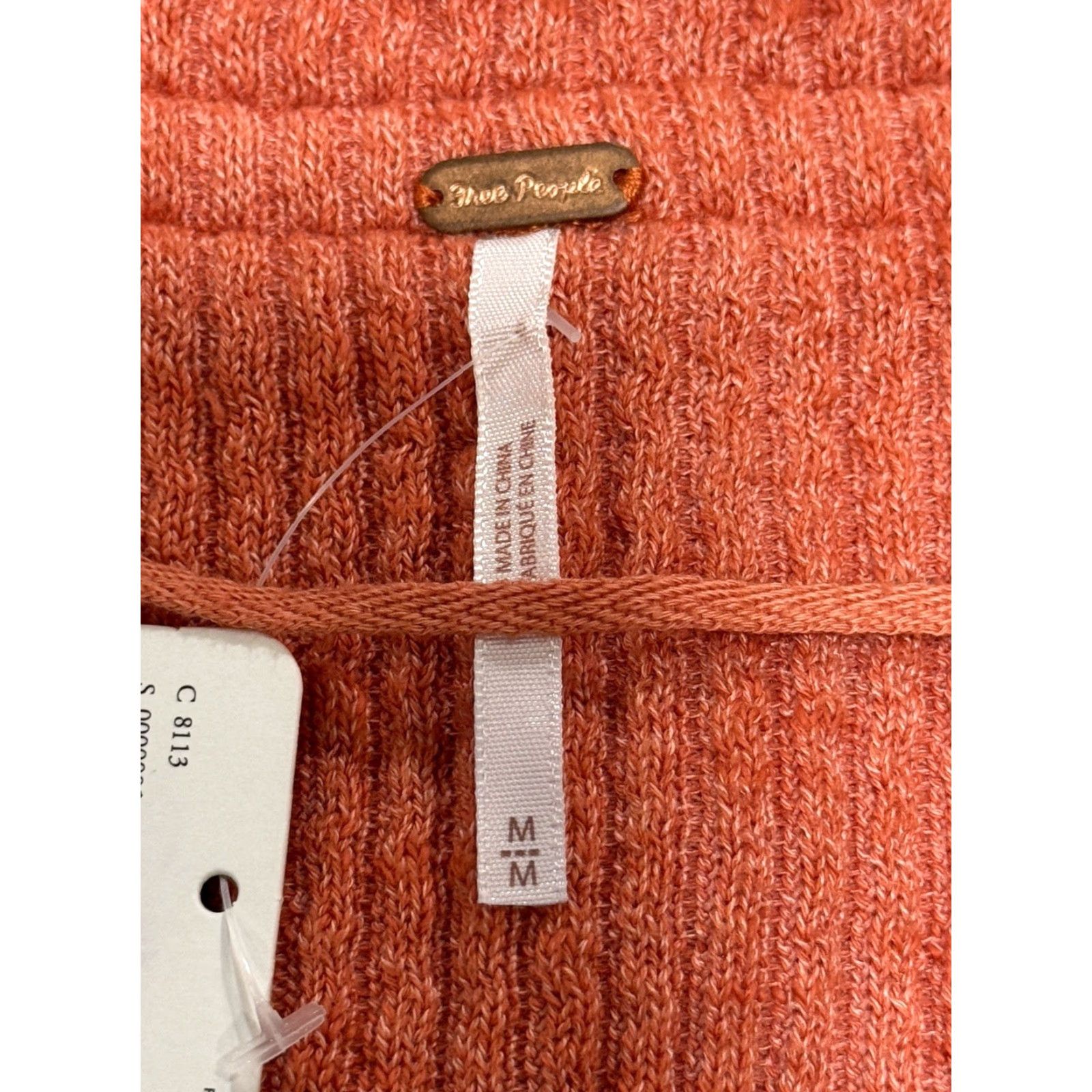 Free People Free People Oversized Sweater V-Neck Long Sleeve Pullover Women M Red/Rouge Chunky-Knit Bohemian Size M / US 6-8 / IT 42-44 - 4 Thumbnail