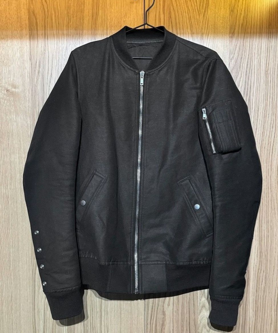 Pre-owned Rick Owens $2193 Ss17 Walrus Mainline 50 Bomber Snap Sleeve L Jacket In Black