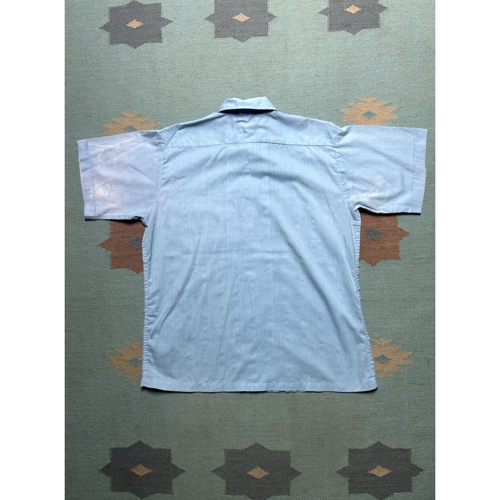 Vintage VINTAGE 60s M & M Mens Shirt M Blue Short Sleeve Button Lightweight Poly Cotton Size US M / EU 48-50 / 2 - 6 Thumbnail