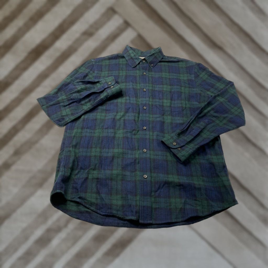 Vintage LL Bean Men's Large Scotch Plaid Flannel Button-Up Shirt Slightly Fitted 298167 Size US L / EU 52-54 / 3 - 1 Thumbnail