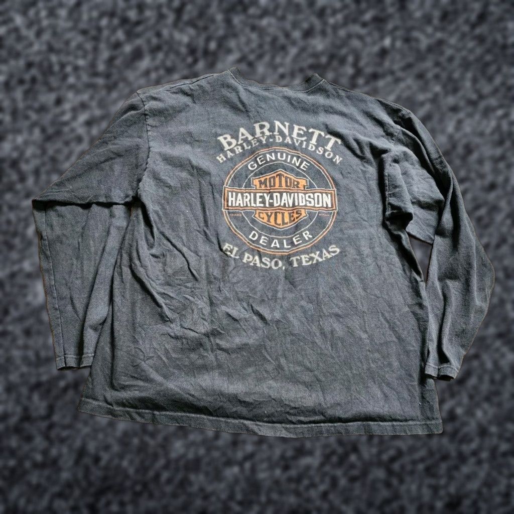 Harley Davidson VINTAGE Harley-Davidson Black XL Long Sleeve Henley T-Shirt Biker El Paso TX Mens Size US XL / EU 56 / 4 - 1 Thumbnail