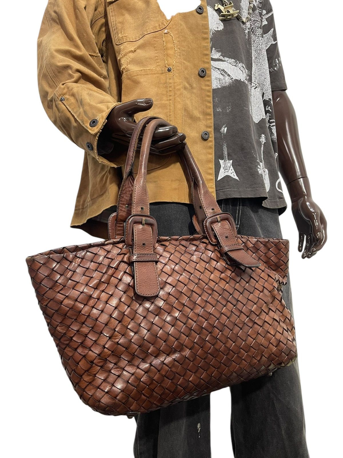 Genuine Leather Full Leather Patina Woven Sazaby Japan Tote Bag 1🟩6 Size ONE SIZE - 4 Thumbnail