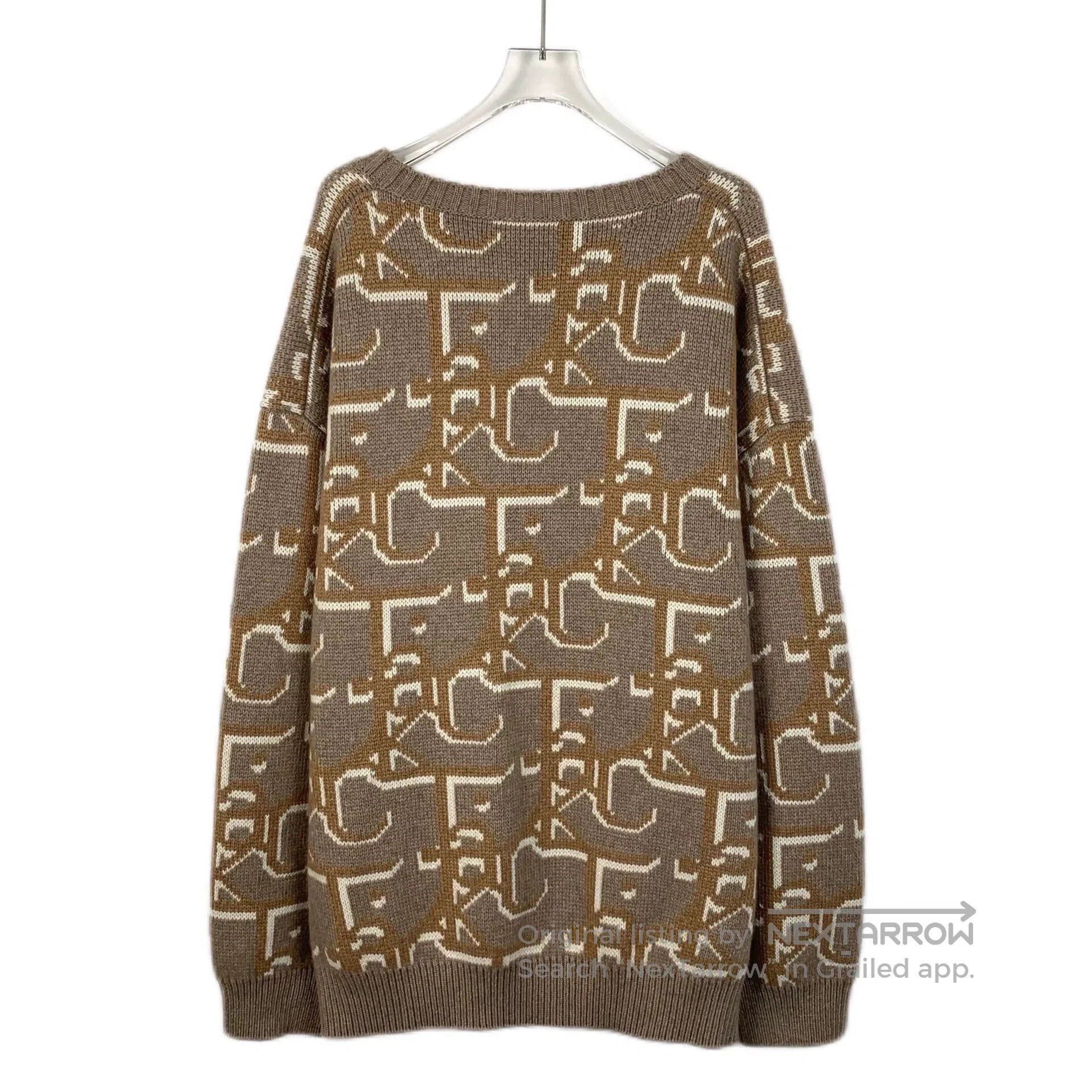 Dior brown logo printed cashmere knit sweater. Size US XL / EU 56 / 4 - 2 Thumbnail