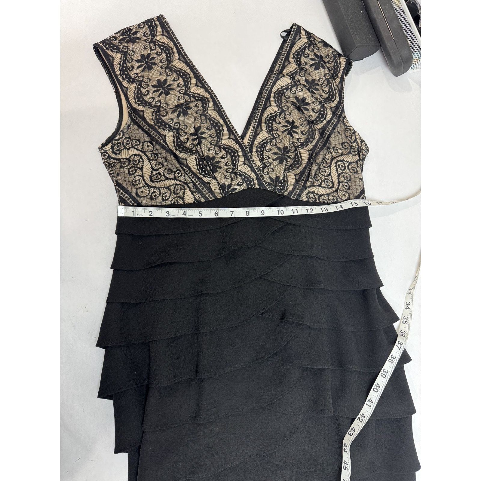 Other Vintage Lace Tiered Gown Jessica Howard Black Formal 12 Size XL / US 12-14 / IT 48-50 - 8 Thumbnail