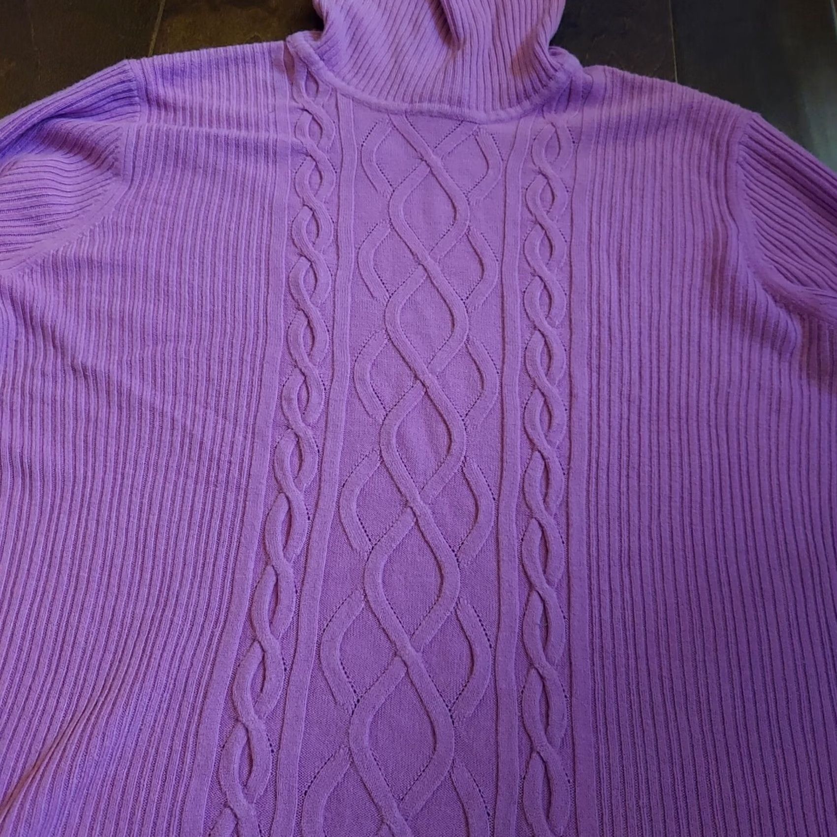 Vintage Requirements Purple Knitted Pattern Long Sleeve Turtleneck Sweater XL Women's Pullover, Breathable Acrylic, Winter/Fall, Casual/Work/Travel, XO Size XL / US 12-14 / IT 48-50 - 7 Thumbnail