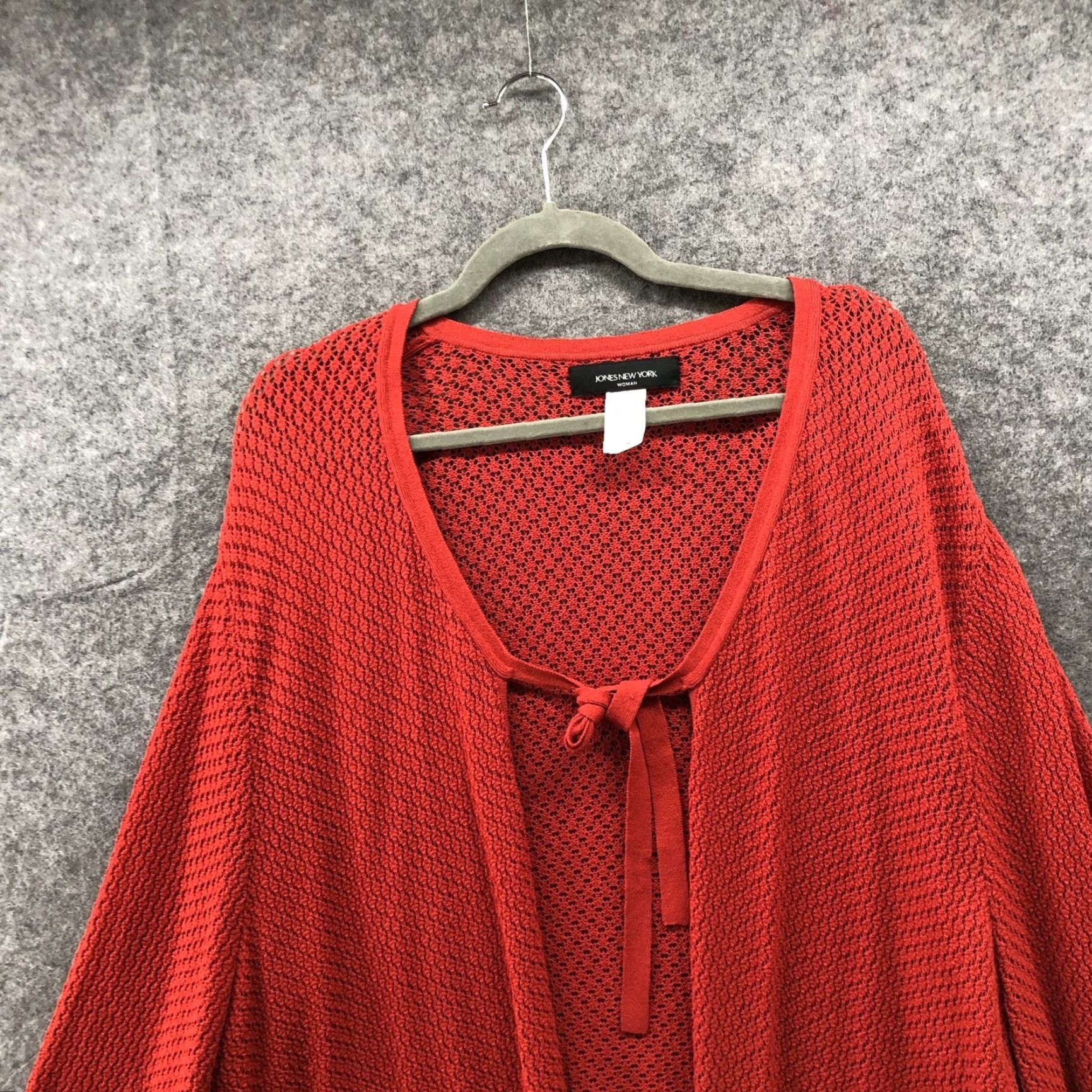 Jones New York VINTAGE Jones New York Open Knit Cardigan Womens 3X Red Tie Front Stretch Sheer Size XXL / US 16-18 / IT 52-54 - 3 Thumbnail