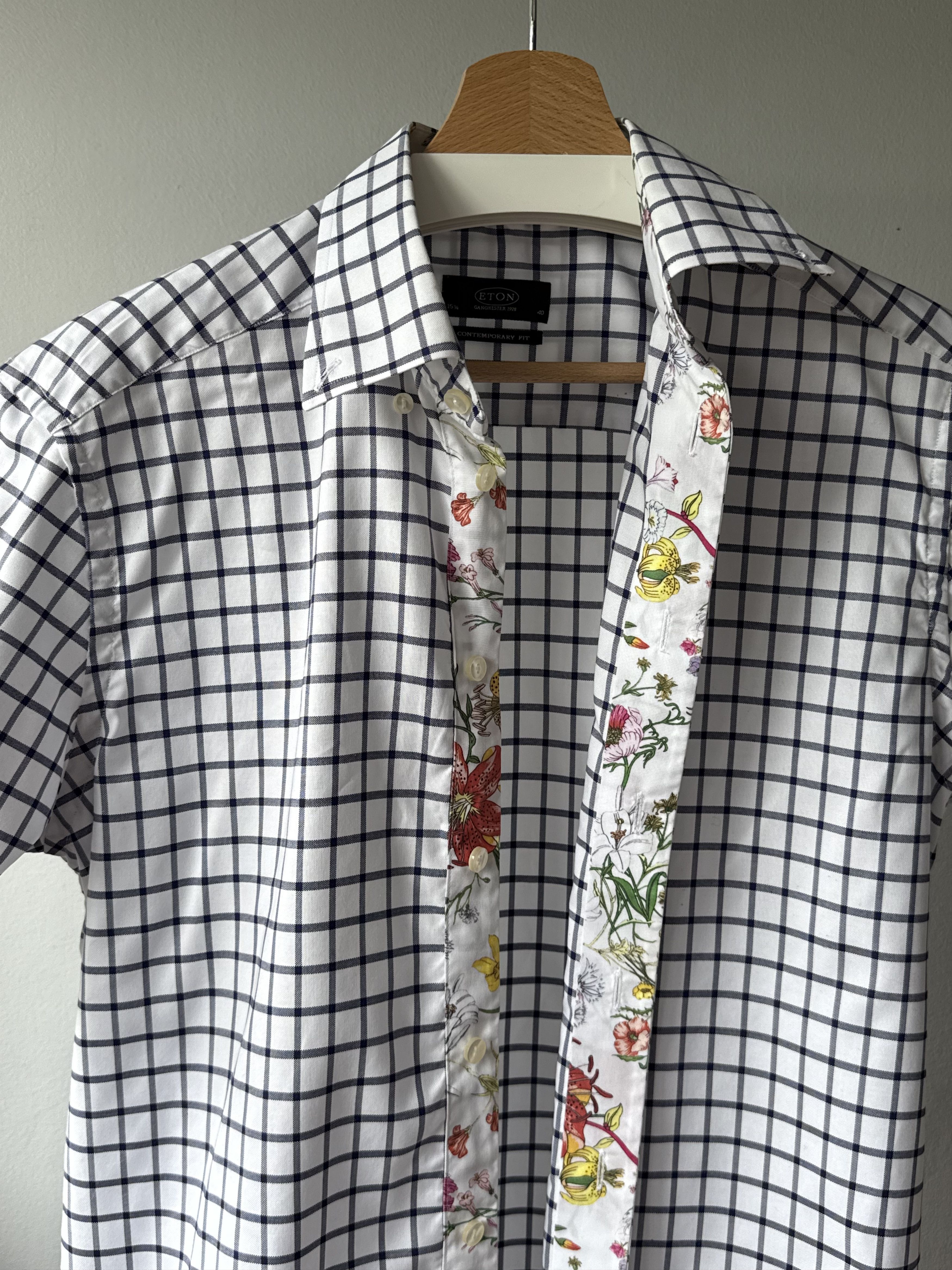 Eton Eton Ganghester 1928 Contemporary Fit Plaid Floral S/S Shirt Size US M / EU 48-50 / 2 - 4 Thumbnail