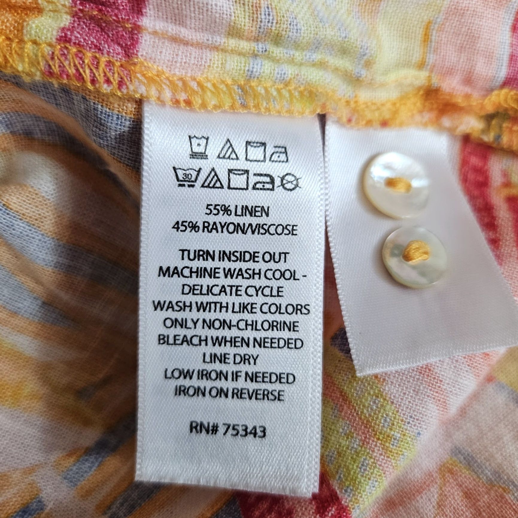Vintage C&C California Womens Shirt Dress XL Pink Orange Long Sleeve Linen Rayon Size XL / US 12-14 / IT 48-50 - 4 Thumbnail