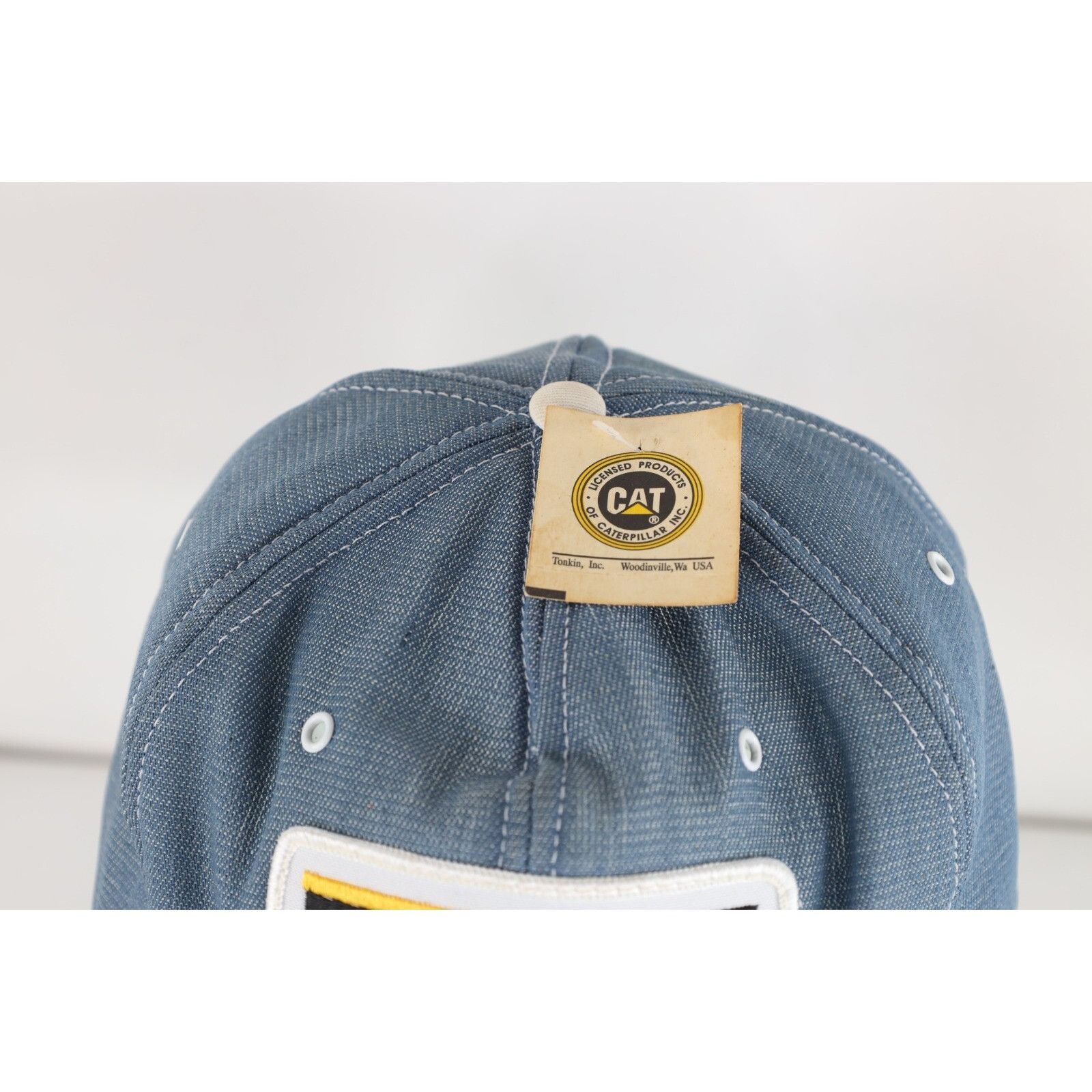 Caterpillar Deadstock Vintage 70s Caterpillar Cat Spell Out Chambray Hat Size ONE SIZE - 4 Thumbnail