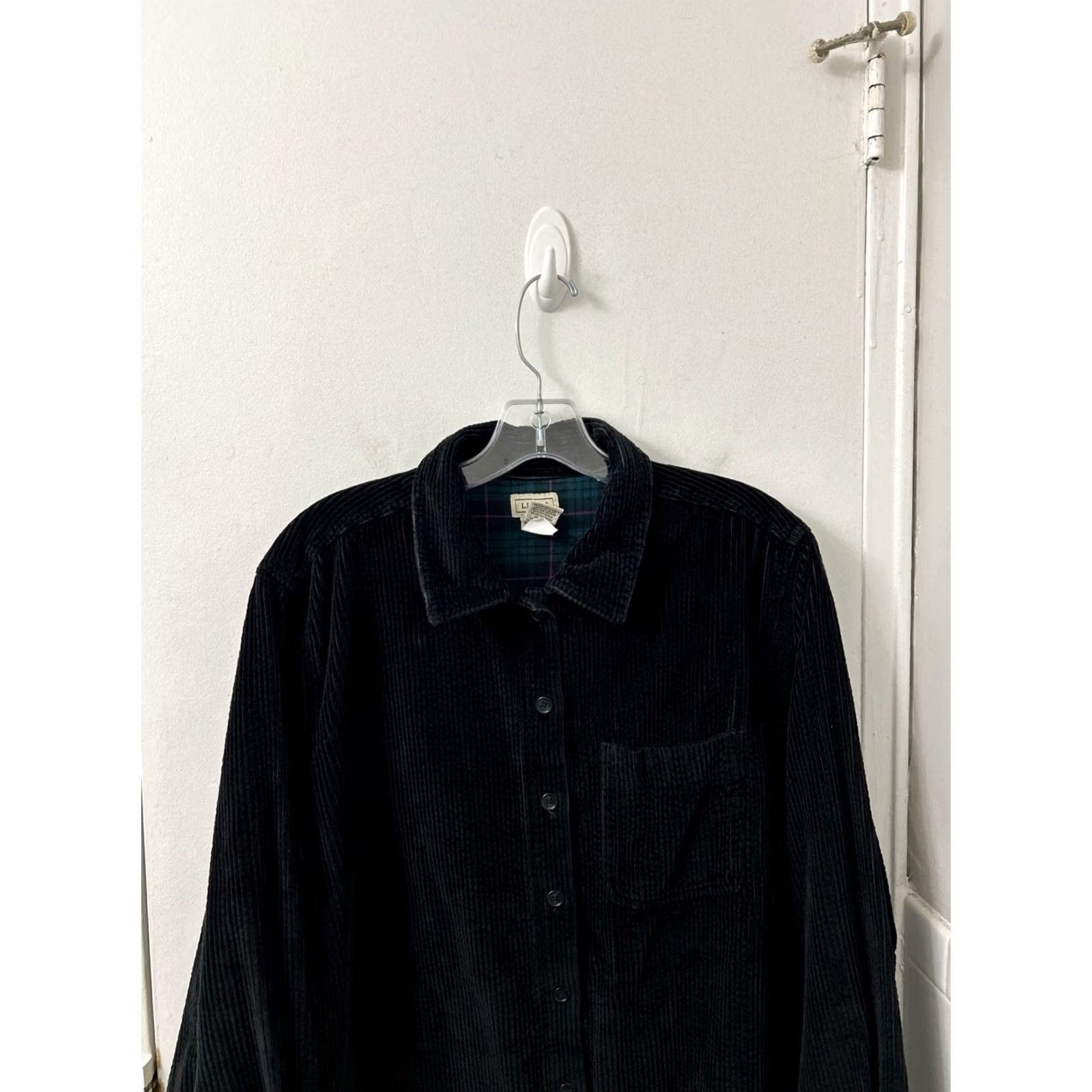 Vintage LL Bean Corduroy Shirt Jacket Womens Medium Black Flannel Lined Shacket 273275 Size M / US 6-8 / IT 42-44 - 2 Thumbnail