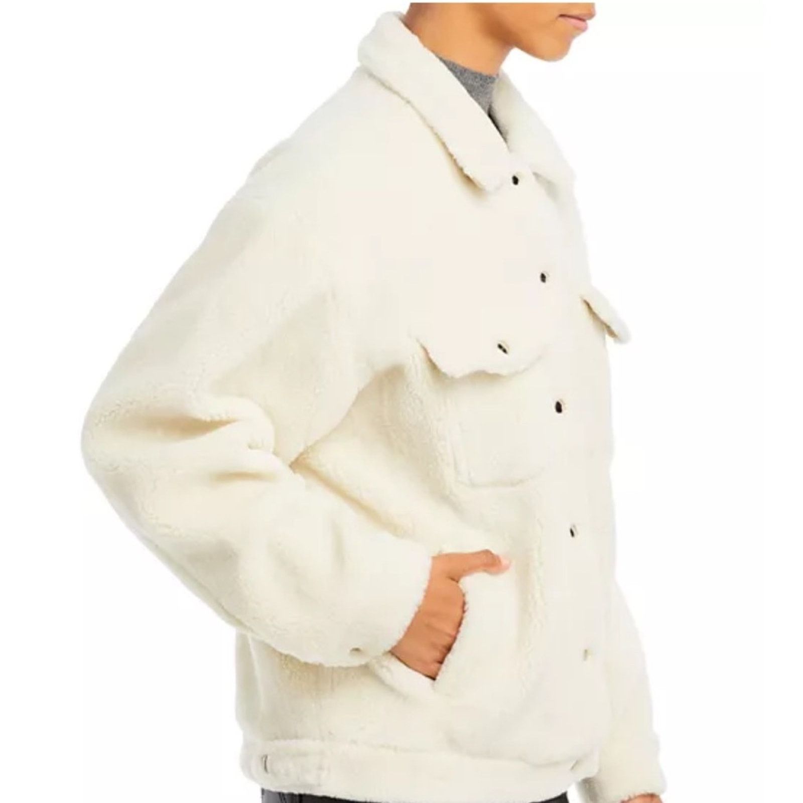 Anine Bing Anine Bing Rory Faux Fur Sherpa Jacket - Size Medium - Ivory Size M / US 6-8 / IT 42-44 - 4 Thumbnail