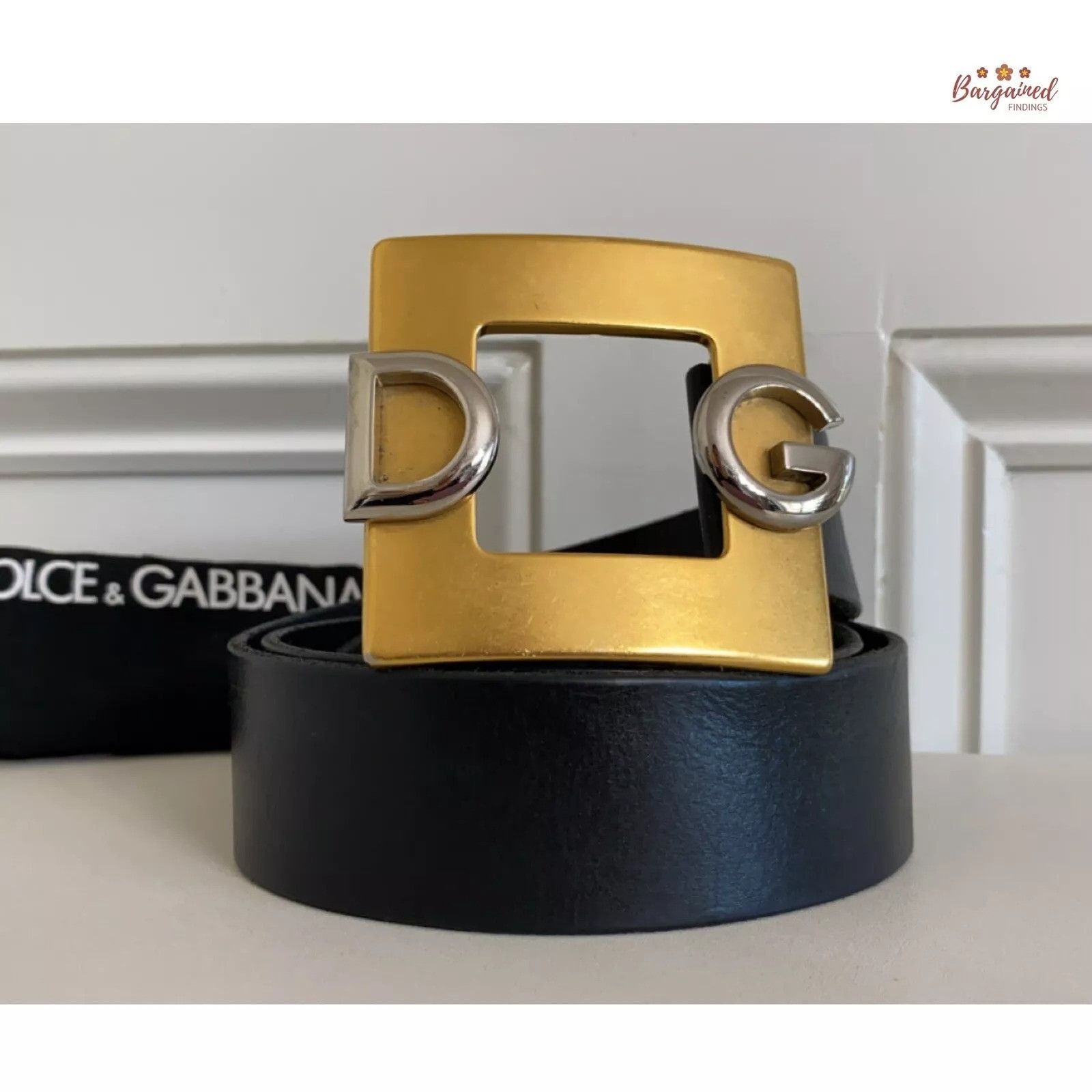 Dolce & Gabbana Dolce & Gabbana Black Leather DG Logo Gold Buckle Belt Size 32 - 1 Thumbnail