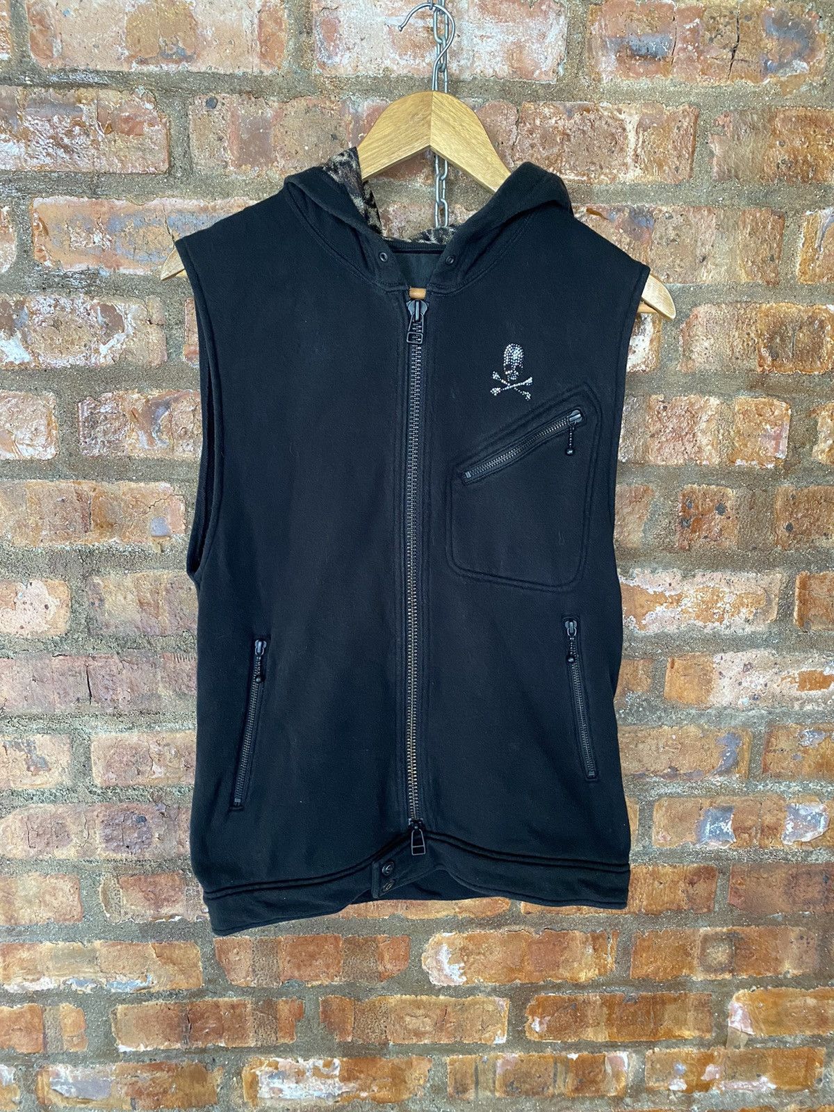 Roen 2000s Roen Swarovski skull slank pocket sleeveles hoodie Size US M / EU 48-50 / 2 - 3 Thumbnail