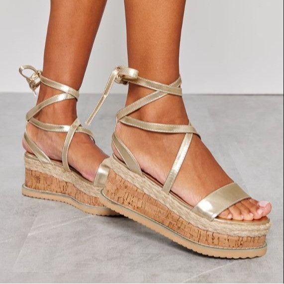 PrettyLittleThing PrettyLittleThing Womens Sandals Espadrille Lace Up Strap Pl Size US 5 / IT 35 - 5 Thumbnail