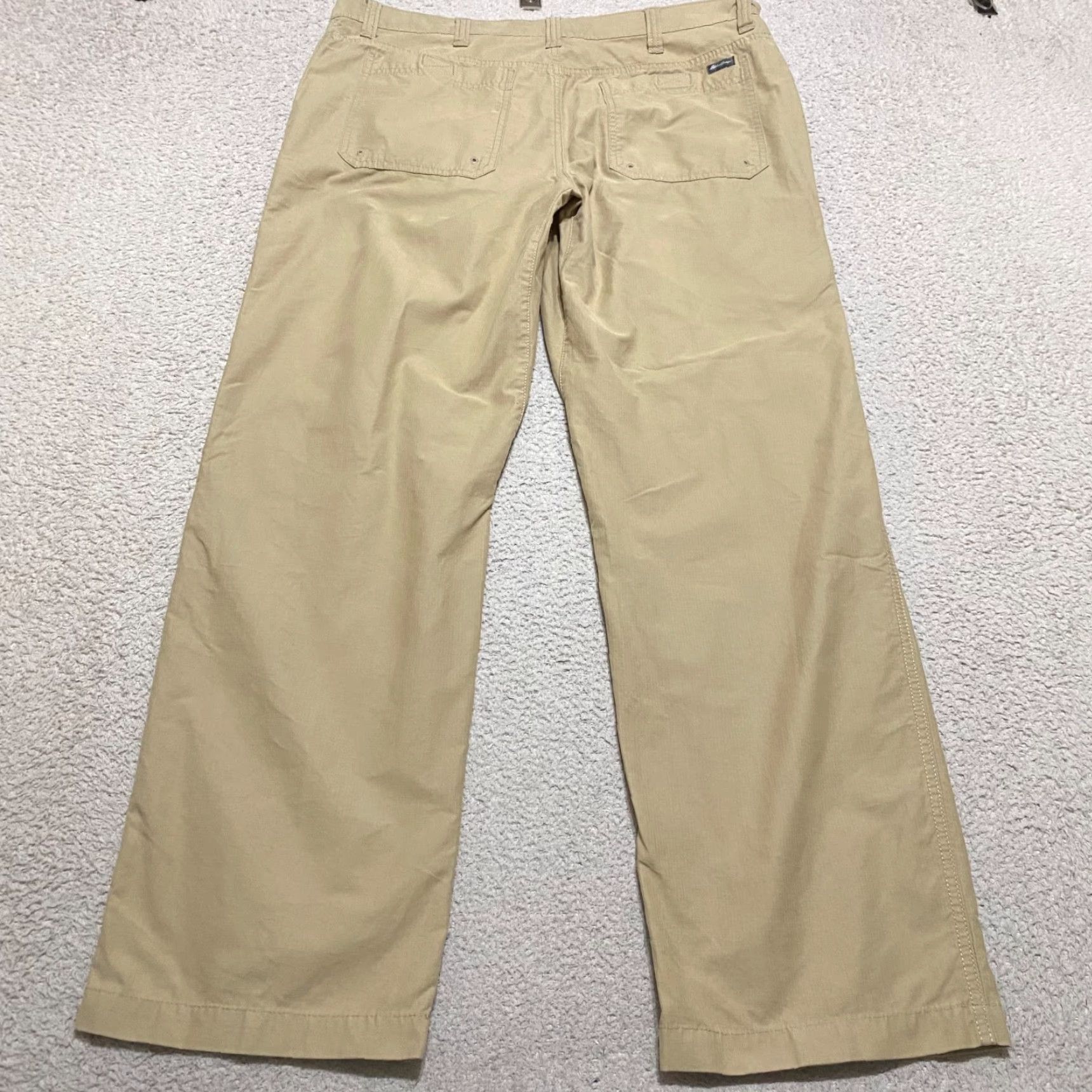 Eddie Bauer Eddie Bauer Travex Mens 38x32 Pants Beige Cotton Nylon Straight Chino 5-Pocket Logo Zip Button Flat Front Regular Vintage No Size US 38 / EU 54 - 2 Thumbnail