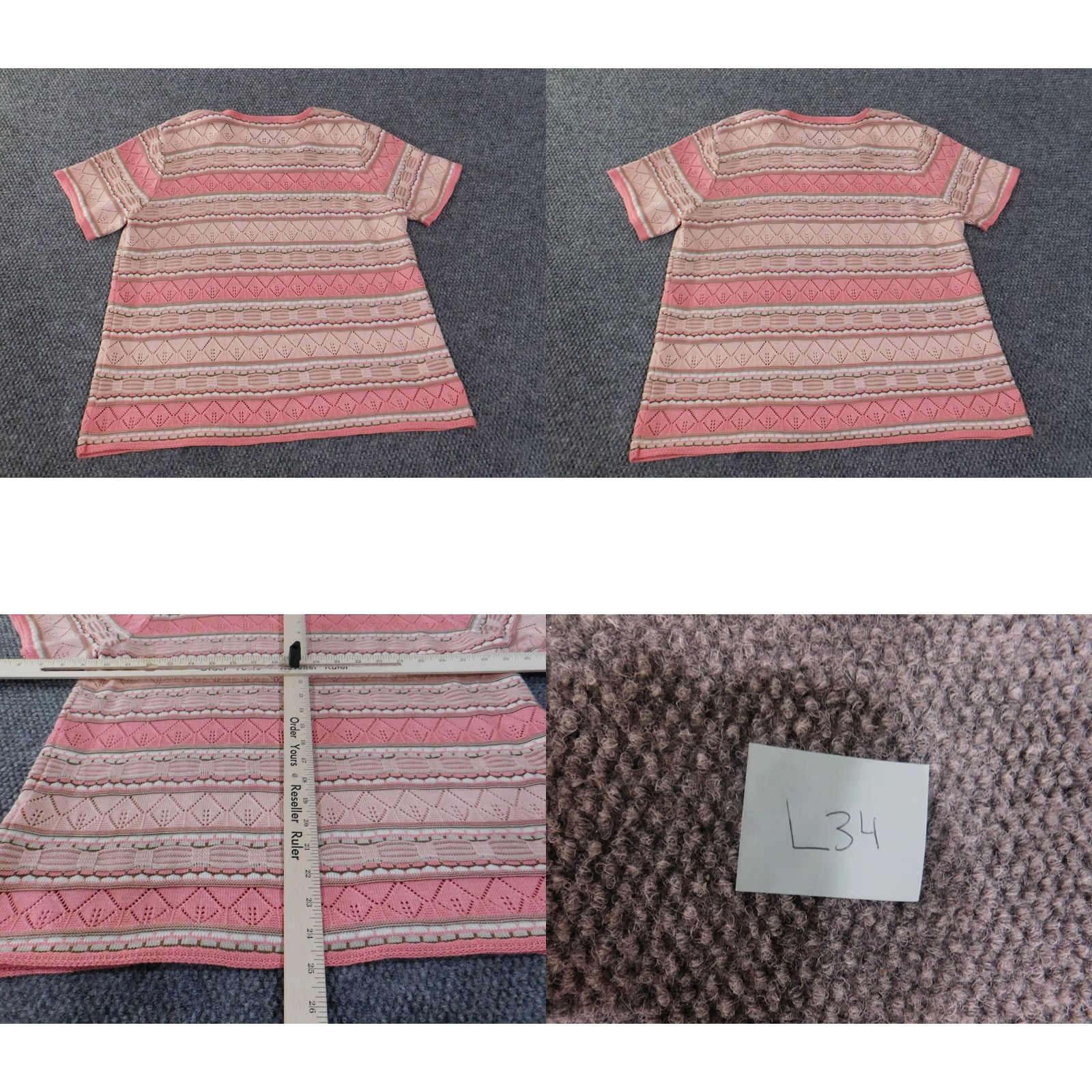 Vintage Alfred Dunner Sweater Pink Raglan Short Sleeve Round Neck Pullover Knit Acrylic Rayon Casual Large L Women Regular Modern Knit Striped Stretch Size L / US 10 / IT 46 - 8 Thumbnail