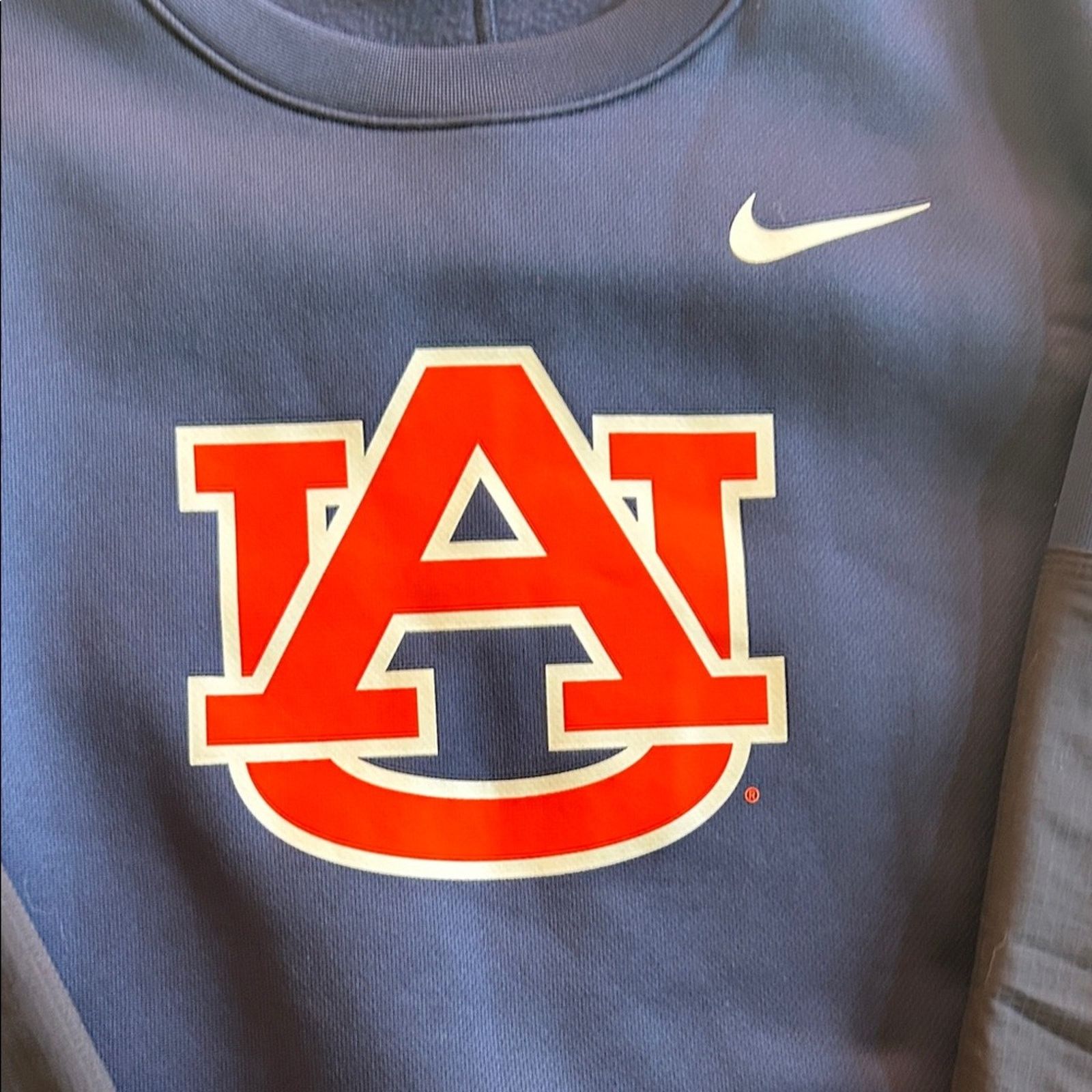 Nike Nike Navy Therma Fit Sweatshirt with Orange Auburn AU Logo Size US L / EU 52-54 / 3 - 3 Thumbnail