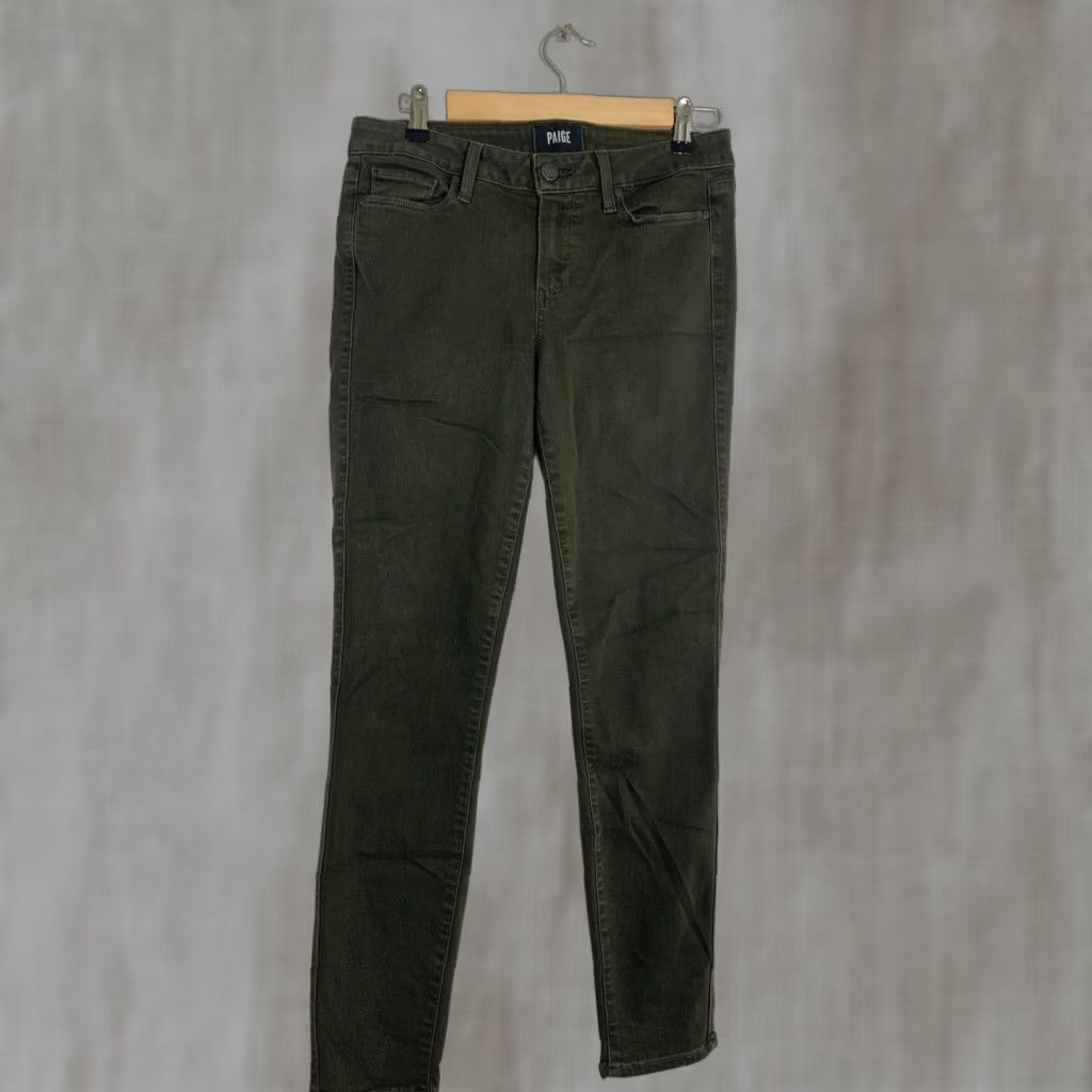 Paige Paige Verdugo Jeans Skin​ny Women's 28 Dark Green Stretch Inseam 28" Regular Rise Mid Button Zipper Jeans Size 28" / US 6 / IT 42 - 1 Thumbnail
