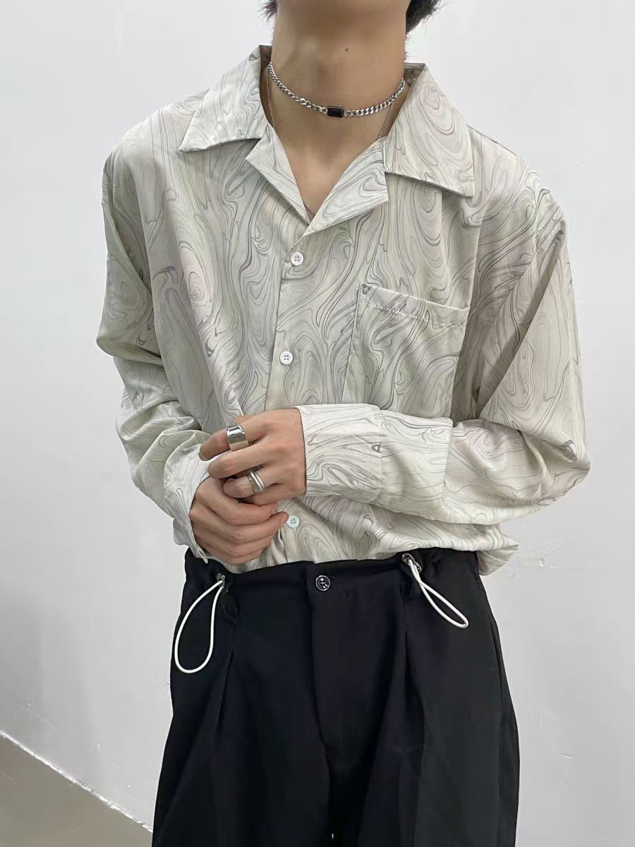 Japanese Brand × Vintage Vintage Wave Pattern Casual Loose Long Sleeve Shirt Size US M / EU 48-50 / 2 - 6 Thumbnail
