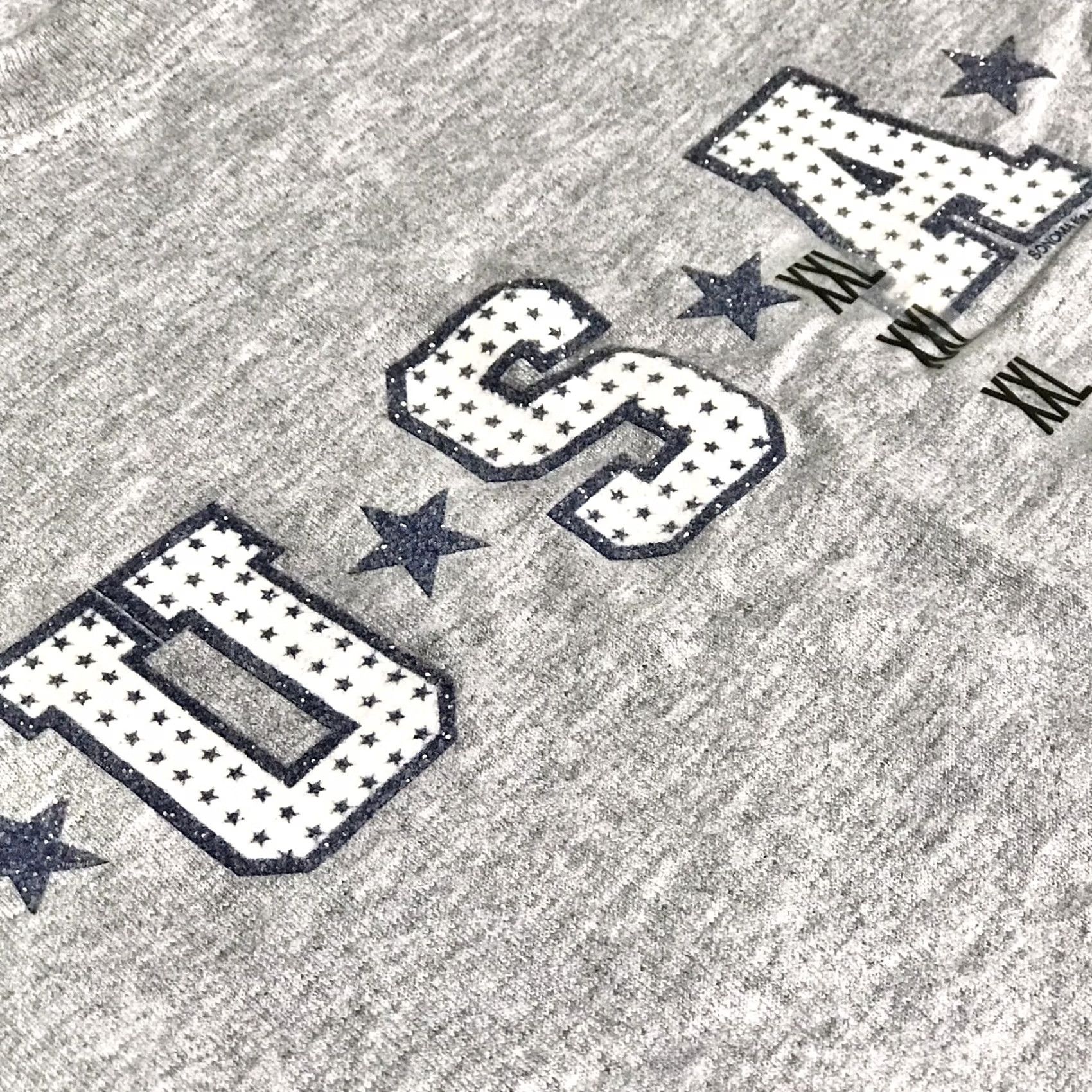 Vintage Sonoma Life+Style Women Gray USA Star Glitter Graphic Short Sleeve T-Shirt 2XL Size XXL / US 16-18 / IT 52-54 - 3 Thumbnail