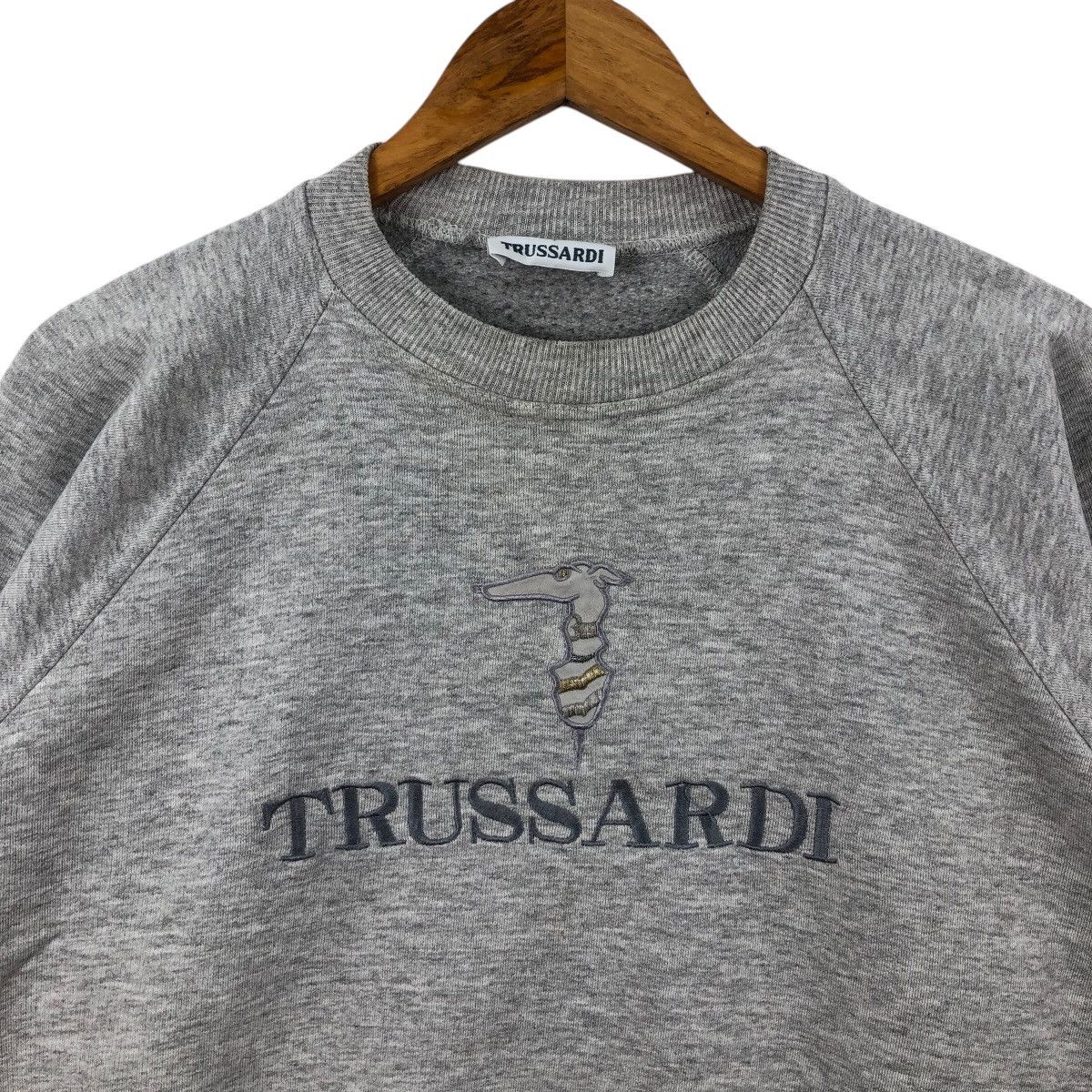 Trussardi × Vintage Vintage 90s TRUSSARDI Sweatshirt Big Logo Crewneck Size US XL / EU 56 / 4 - 2 Thumbnail