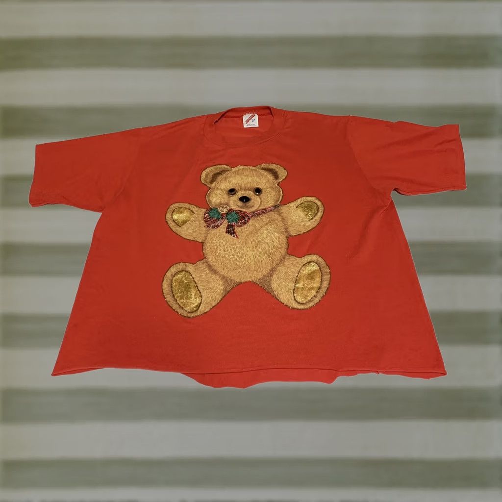 Jerzees VINTAGE Jerzees T-Shirt Red Bear Cutoff Ugly Christmas 1990s Adult L/M Mens Size M / US 6-8 / IT 42-44 - 1 Thumbnail