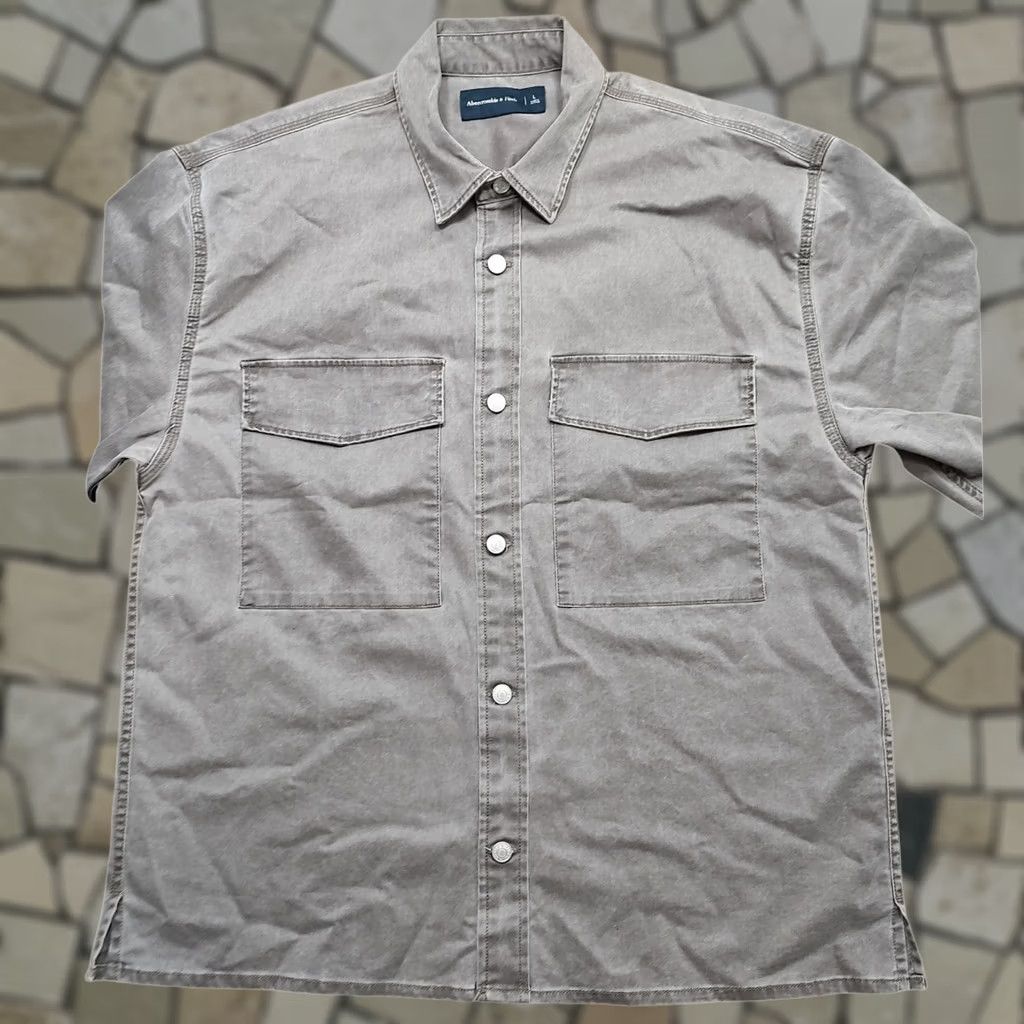 Abercrombie & Fitch Abercrombie & Fitch Mens Denim Shirt Button-Up Pockets Brown 90s Outdoor Casual Large) Size US L / EU 52-54 / 3 - 1 Thumbnail