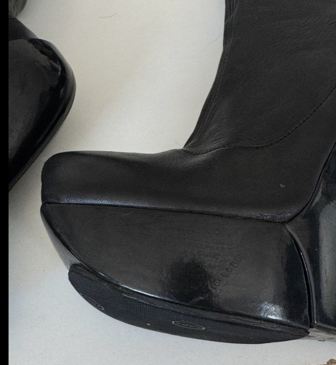 Celine Celine Black Leather Knee High Wedge Platform Boots Archive Size US 6 / IT 36 - 6 Thumbnail
