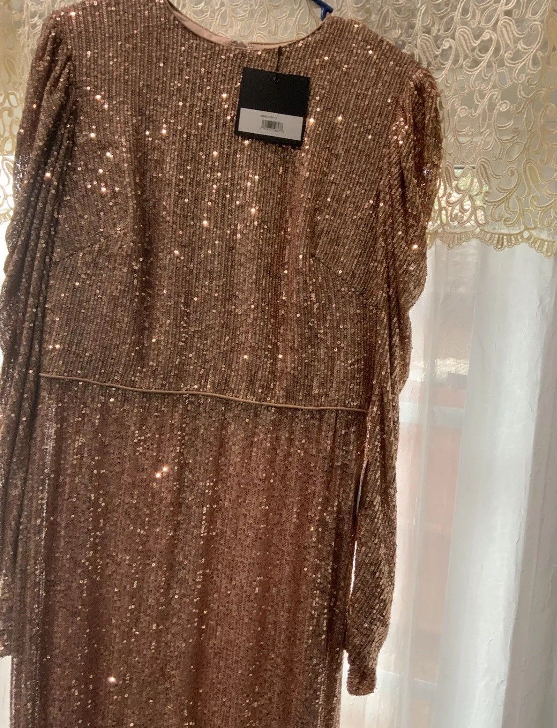 Mac Duggal MAC DUGGAL IEENA SEQUINED HIGH NECK PUFF LONG SLEEVE GOWN Size L / US 10 / IT 46 - 11 Thumbnail