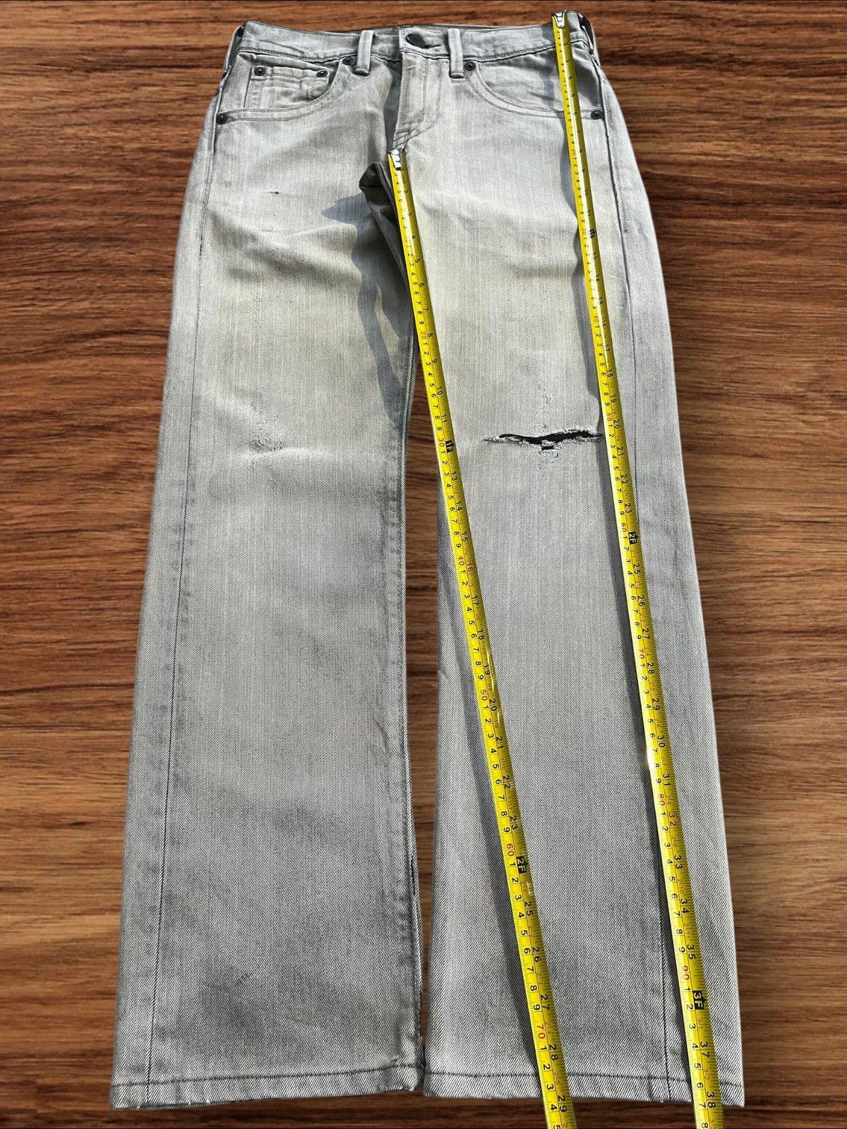 Levi's × Levi's Vintage Clothing Vintage Y2K Levi’s Grey Wash Distressed Slim Straight Jeans Size US 28 / EU 44 - 12 Thumbnail