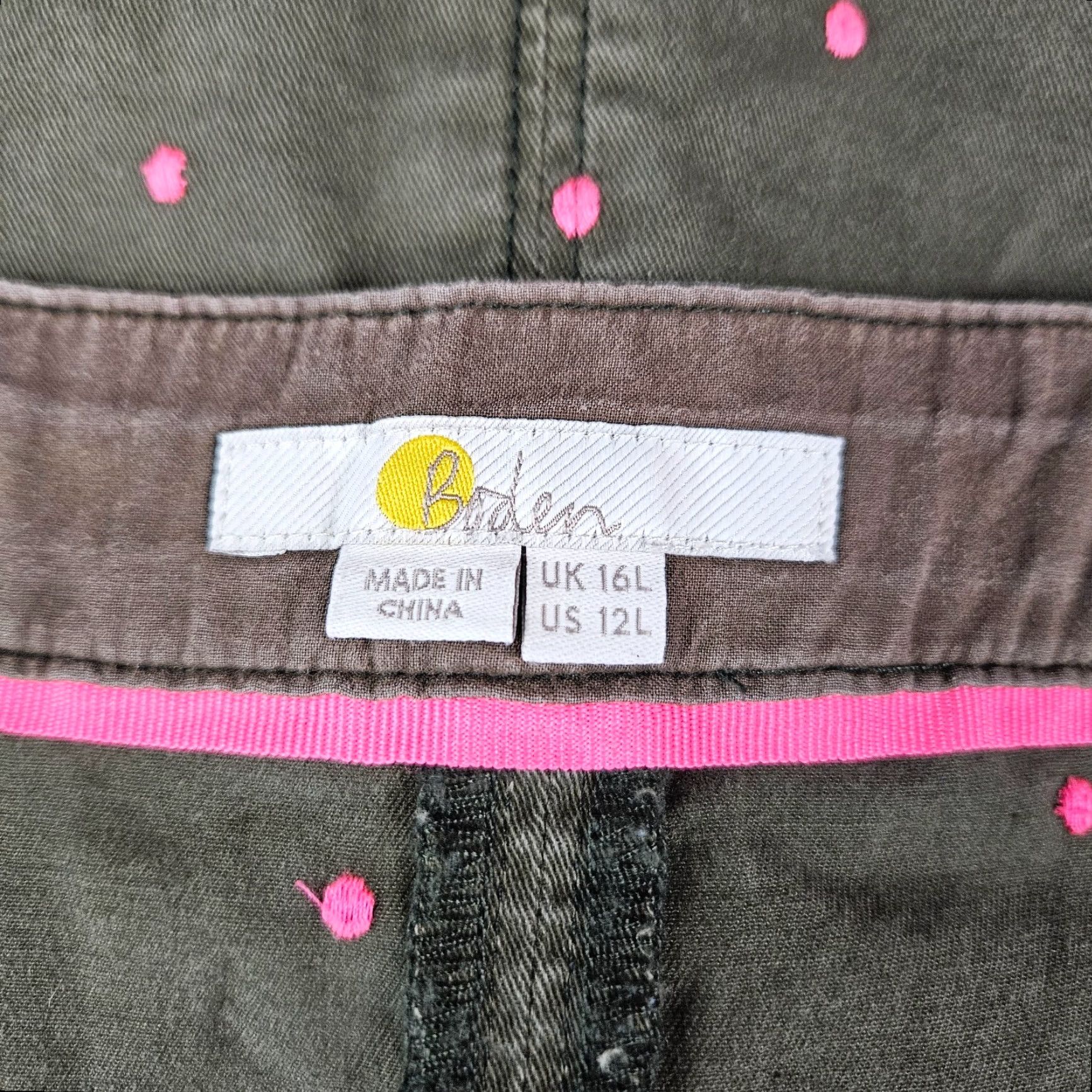 Boden Boden Womens Skirt Sz 12L Green Pink Polka Dot Pockets Cotton Blend Size 34" / US 12 / IT 48 - 4 Thumbnail