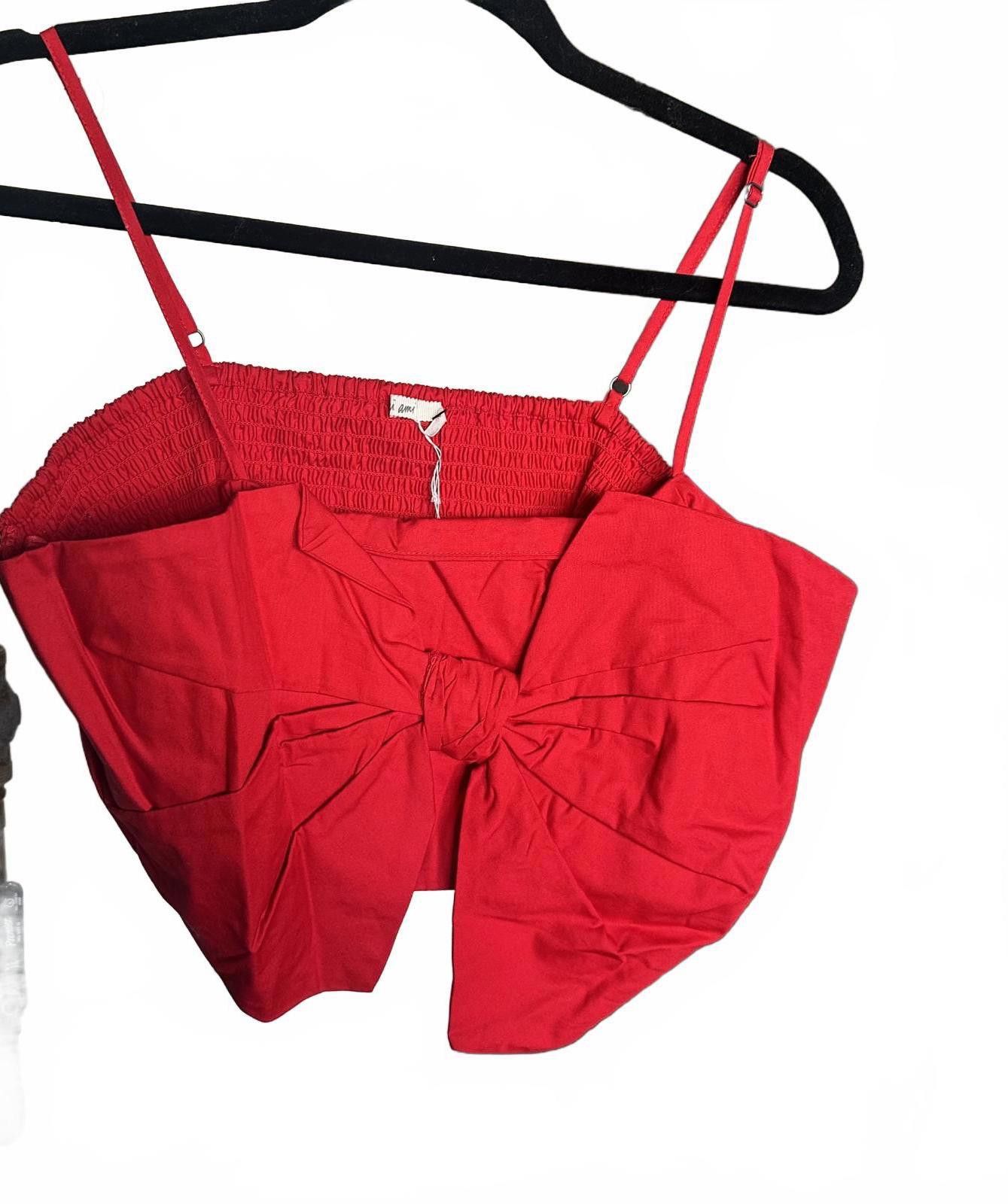 Designer Stylish Red Bow Crop Top - also available in black - xl Size XL / US 12-14 / IT 48-50 - 1 Thumbnail