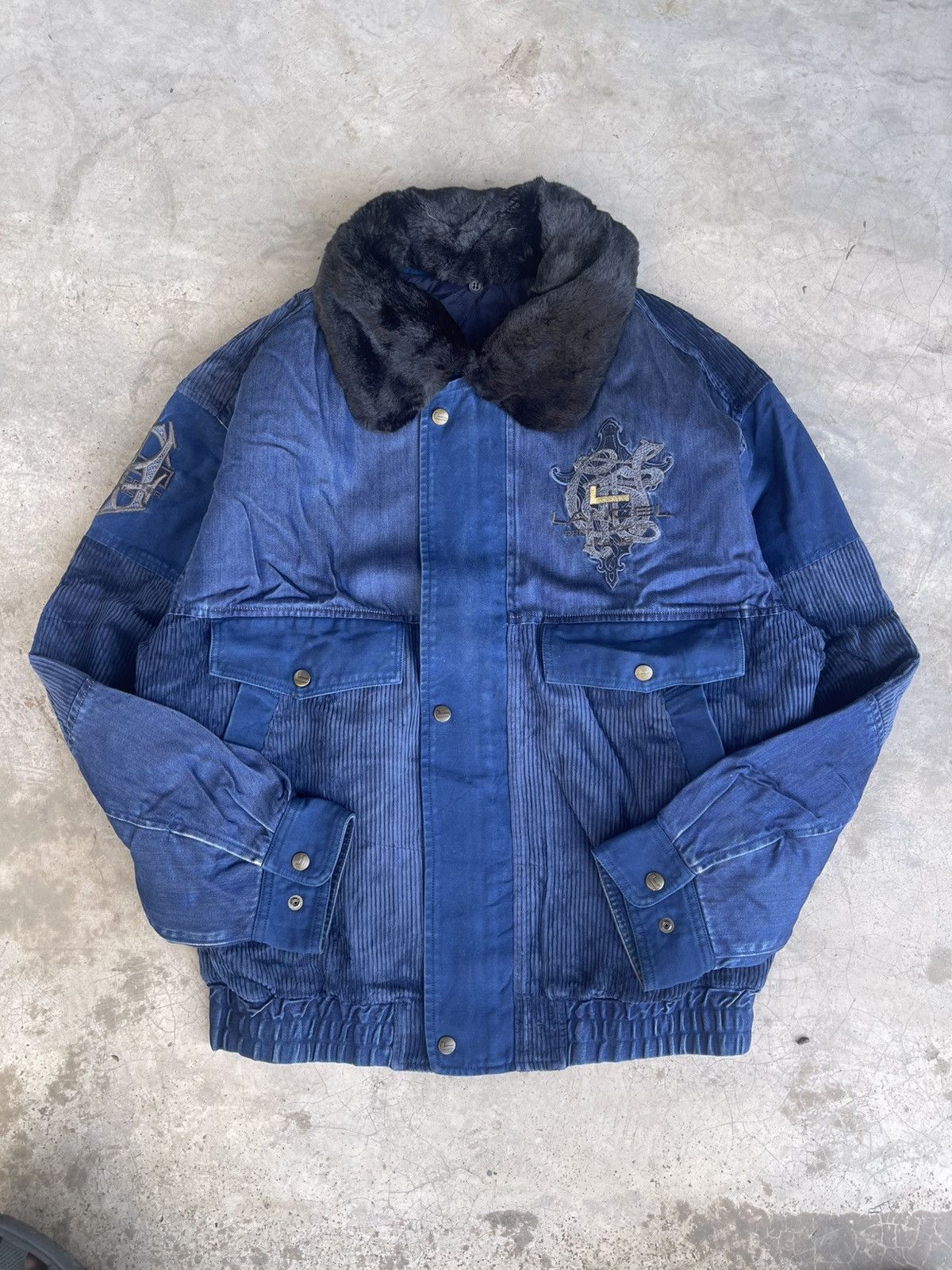 Lancel Lancel cudroy and denim bomber fur neck jacket Size US L / EU 52-54 / 3 - 2 Thumbnail