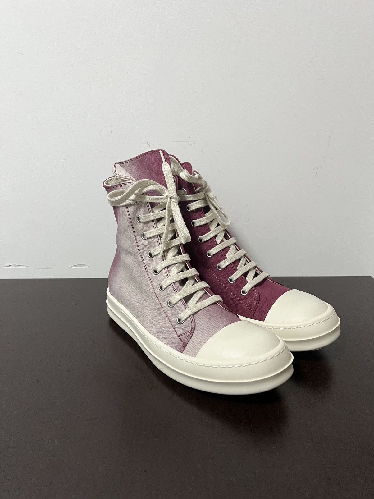 Rick Owens Drkshdw Rick Owens FW19 Ramones Hightop Sneakers Gradient Pink Size US 8.5 / IT 38.5 - 4 Thumbnail