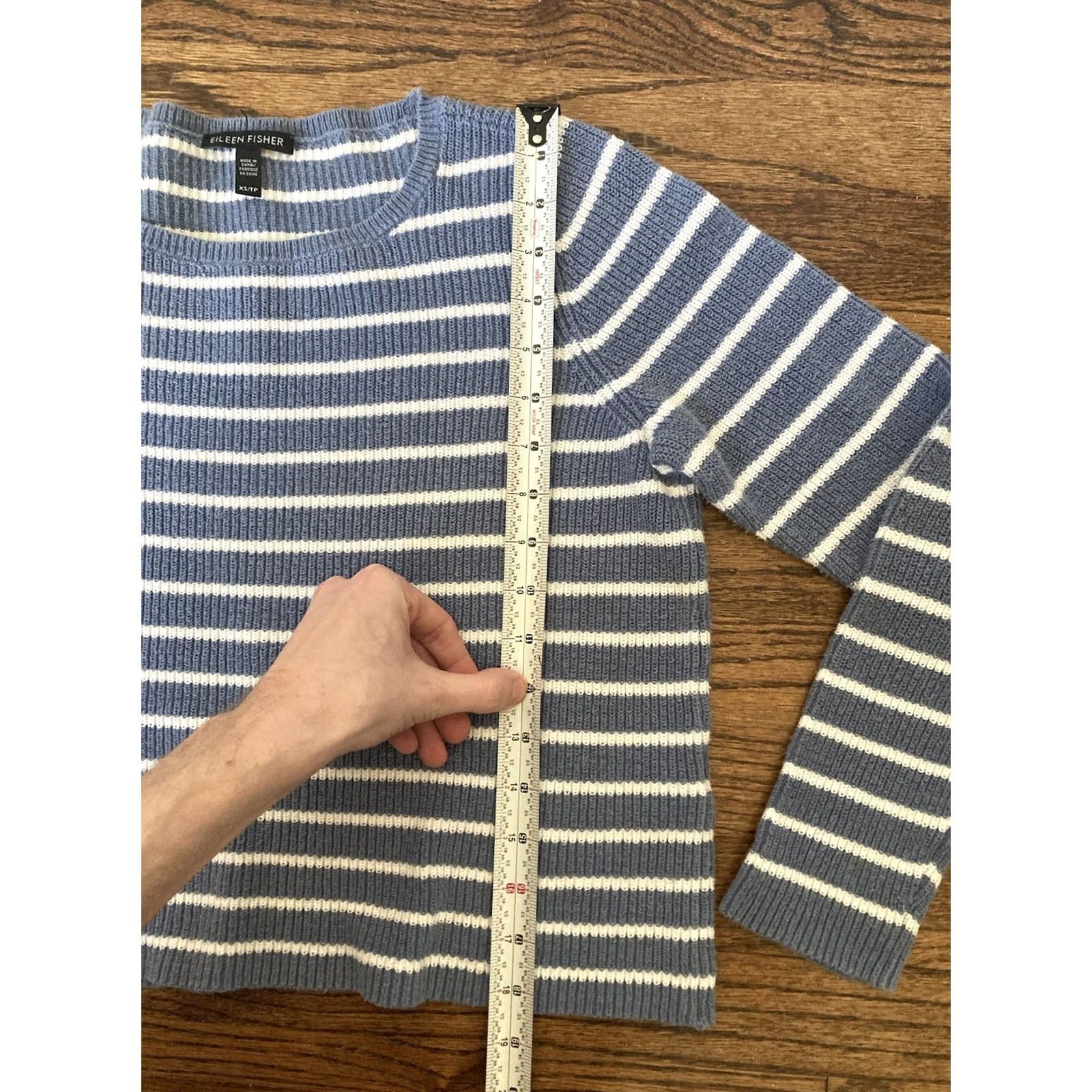 Eileen Fisher Eileen Fisher Striped Sweater Womens XS Hemp Organic Cotton Blue White Pullover Knit Long Sleeve Casual Workwear Size XS / US 0-2 / IT 36-38 - 6 Thumbnail