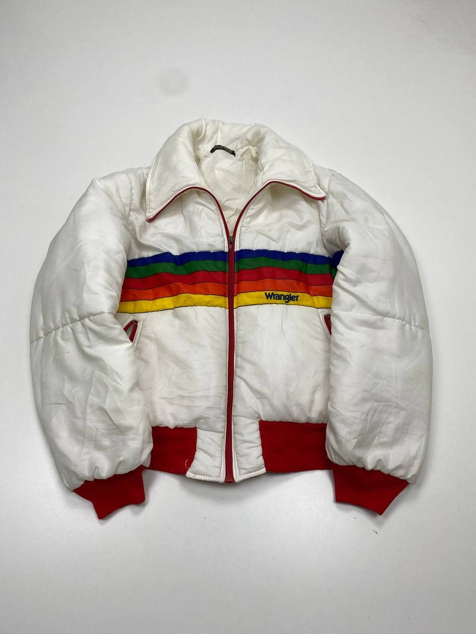Wrangler Wrangler White Rainbow Vintage Puffer Jacket 80s Women S-M Size S / US 4 / IT 40 - 1 Thumbnail