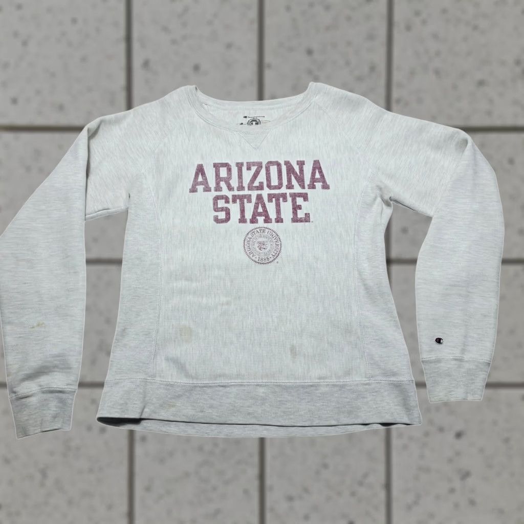 Champion VINTAGE Champion Arizona State Reverse Weave Sweatshirt Womens Medium Distressed Logo Gray Pullover Run Jog Activewear University USA 90s Mens/Womens Size M / US 6-8 / IT 42-44 - 1 Thumbnail