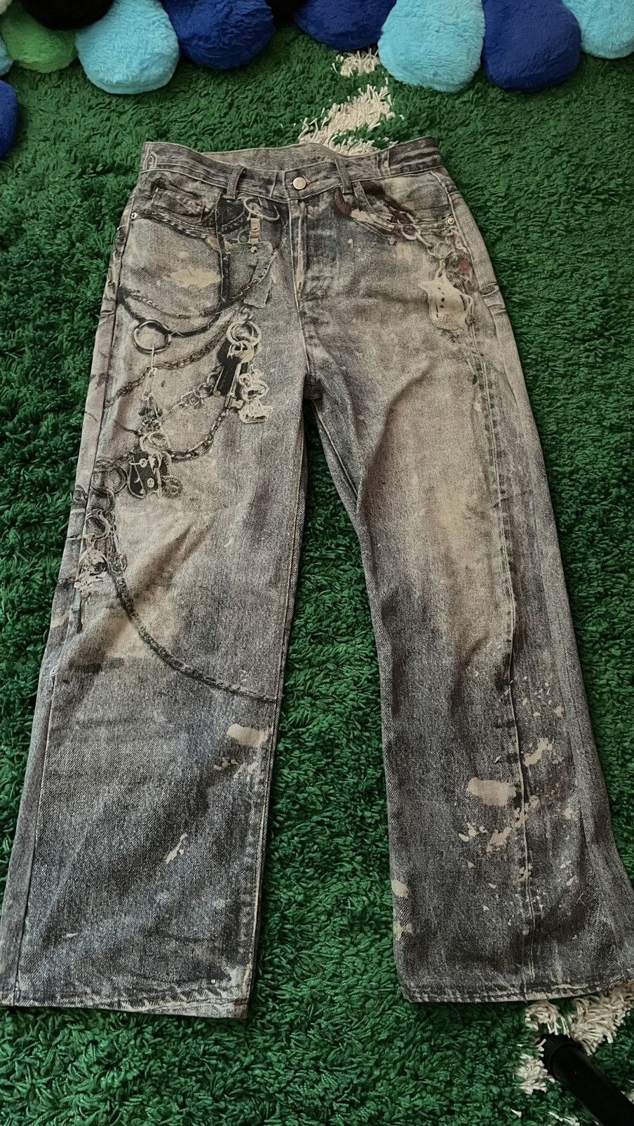Vintage Chain painted denim barrel Ansley printed acne y2k Size US 32 / EU 48 - 1 Thumbnail