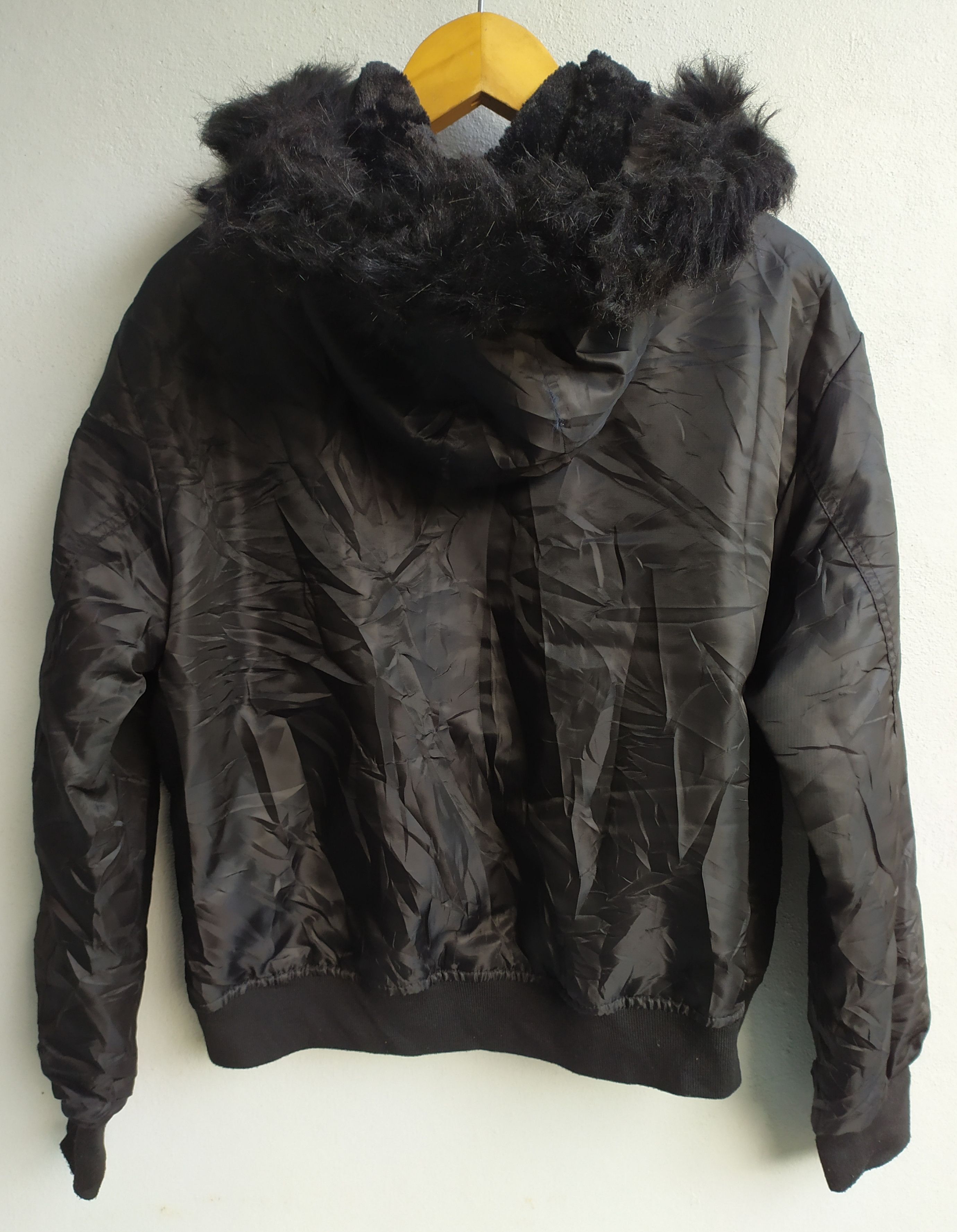 Black Forever 21 Fur Hoodie Bomber Jacket i6w9 LGB style