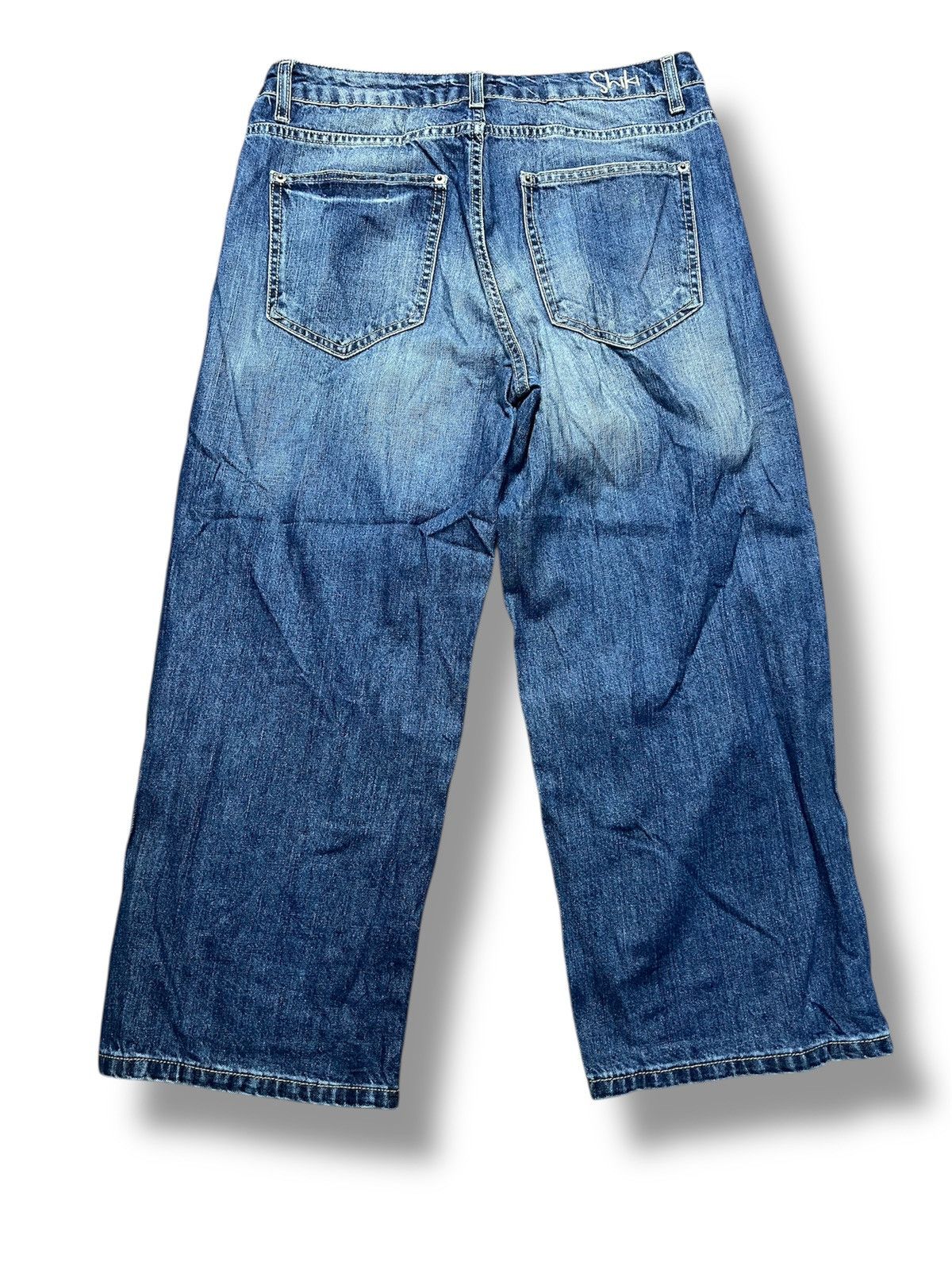 14th Addiction Y2K Italian Shiki Ripped Wide-Leg Denim Jeans (41) Size 26" / US 2 / IT 38 - 2 Thumbnail