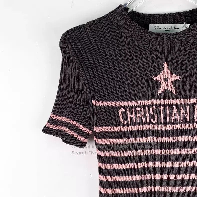 Dior Dior Color-matched striped letter inlaid cotton round-neck Size XS / US 0-2 / IT 36-38 - 3 Thumbnail