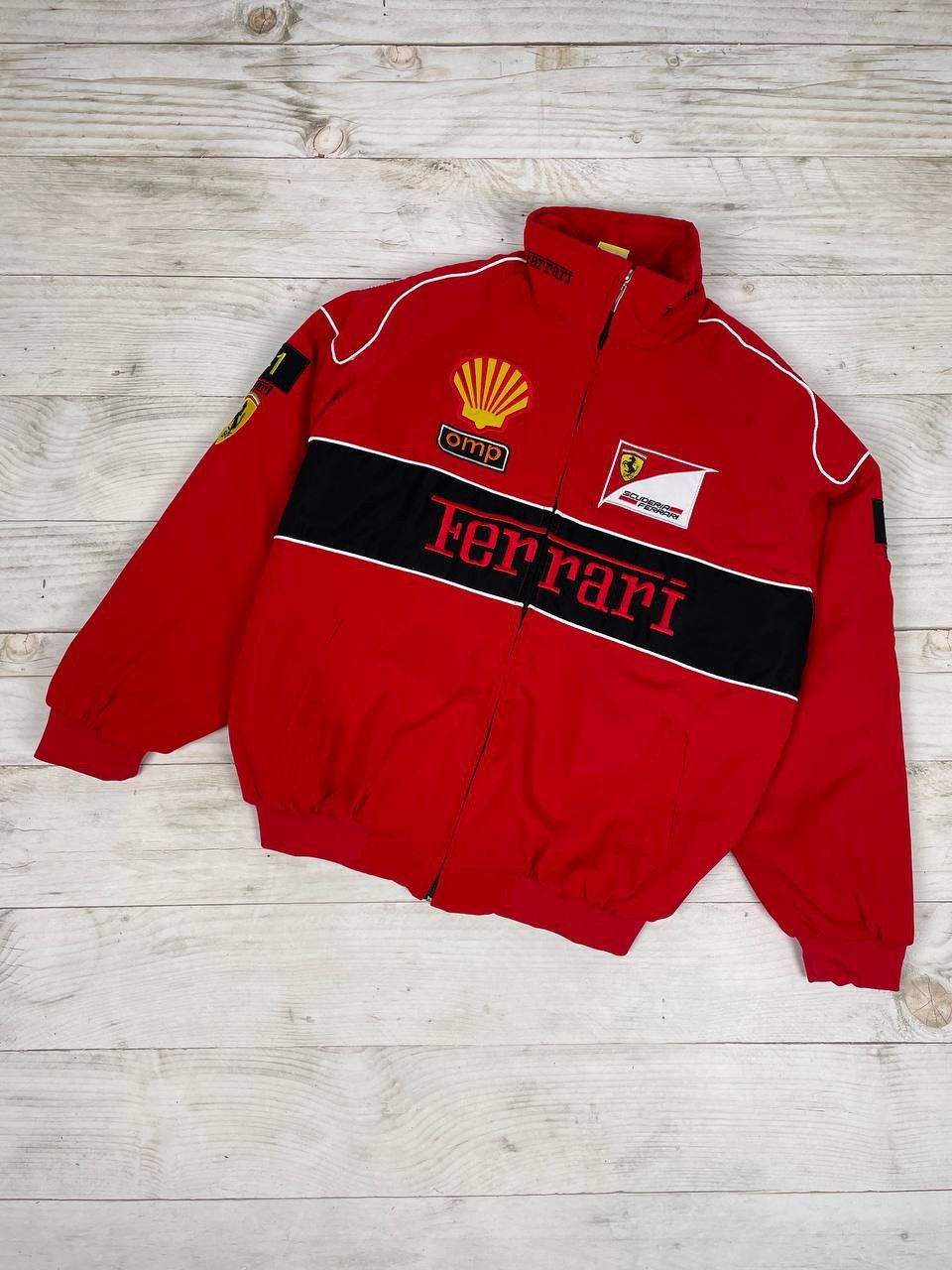 image of Vintage Ferrari F1 Racing Jacket Nascar Y2K Marlboro 1990S in Black Red, Men's (Size XL)